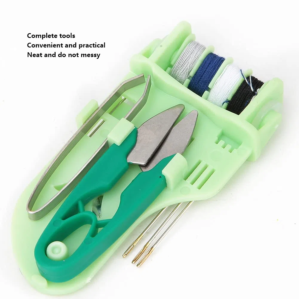 Caja de Herramientas de Costura portátil de plástico, Mini Kit de Costura de Viaje, práctico Estuche para Agujas y Tijeras.