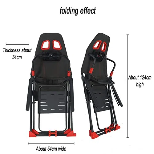 Cabina simuladora de volante de carreras con soporte ajustable para volante, asiento y respaldo plegables ergonómicos, compatible con Xbox One, PS4, PC