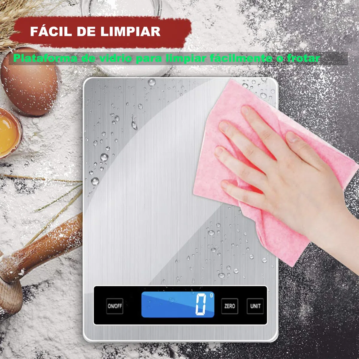 Báscula de cocina, 33 lb/15 kg, báscula digital de cocina con pantalla LCD + acero inoxidable + vidrio templado, precisión de hasta 1 g - g/kg/lb:oz/ml/fl'oz - TYPE-C o funciona con pilas