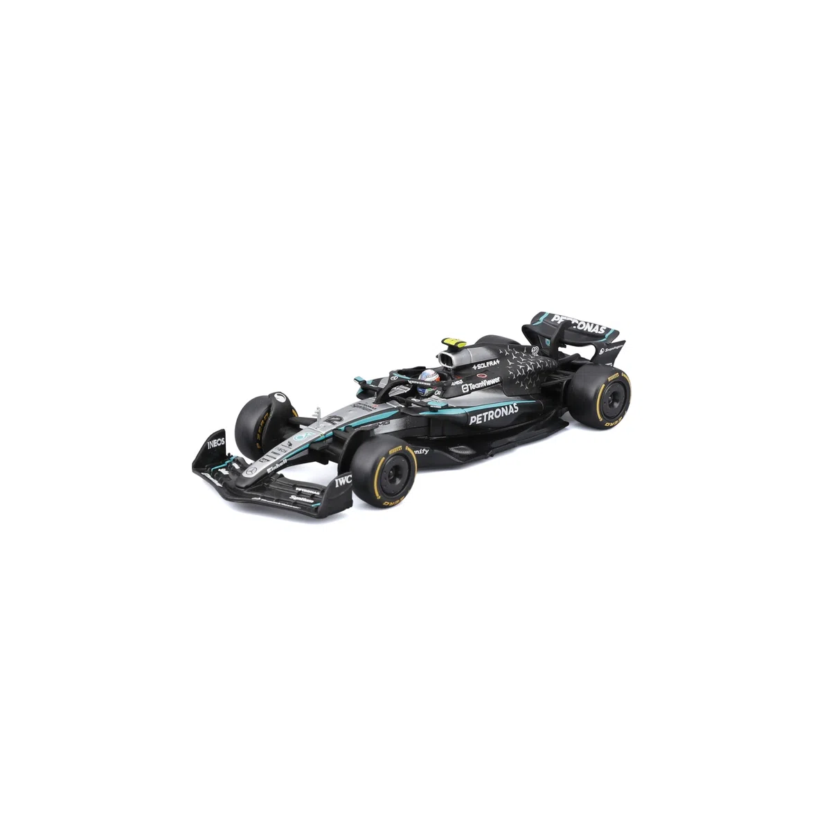 Bburago - Mercedes-AMG W16 2025#12 Antonelli, Coche diecast a Escala 1:43 con Vitrina de exposición, réplica Detallada del F1 Mercedes, Base incluida, Licencia Oficial, Edad Recomendada 14+ años