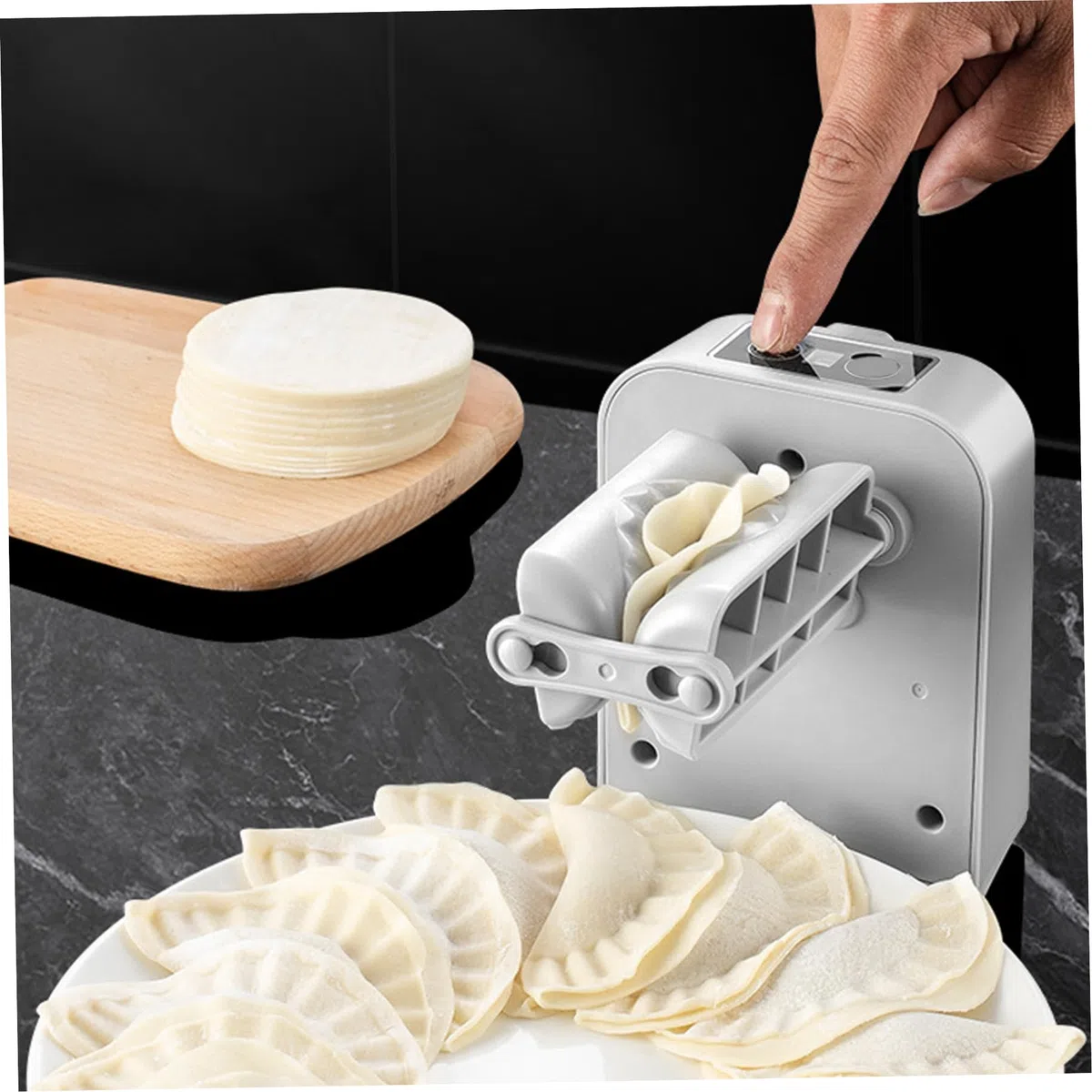 Máquina para Hacer empanadillas a presión eléctrica automática para el hogar 3 Piezas con Cuchara y Cepillo para Hacer empanadillas