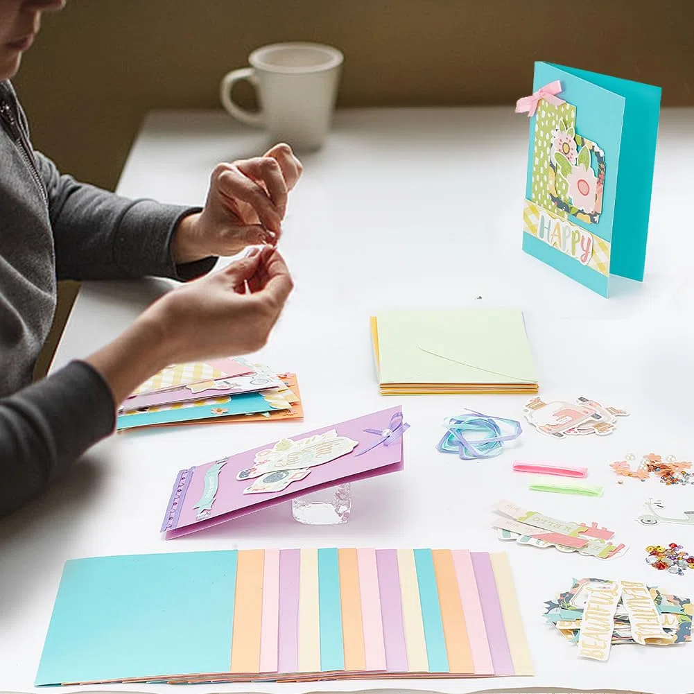 FREEBLOSS Kit de tarjetas de felicitación de bricolaje, tema de viaje, 15 tarjetas y sobres