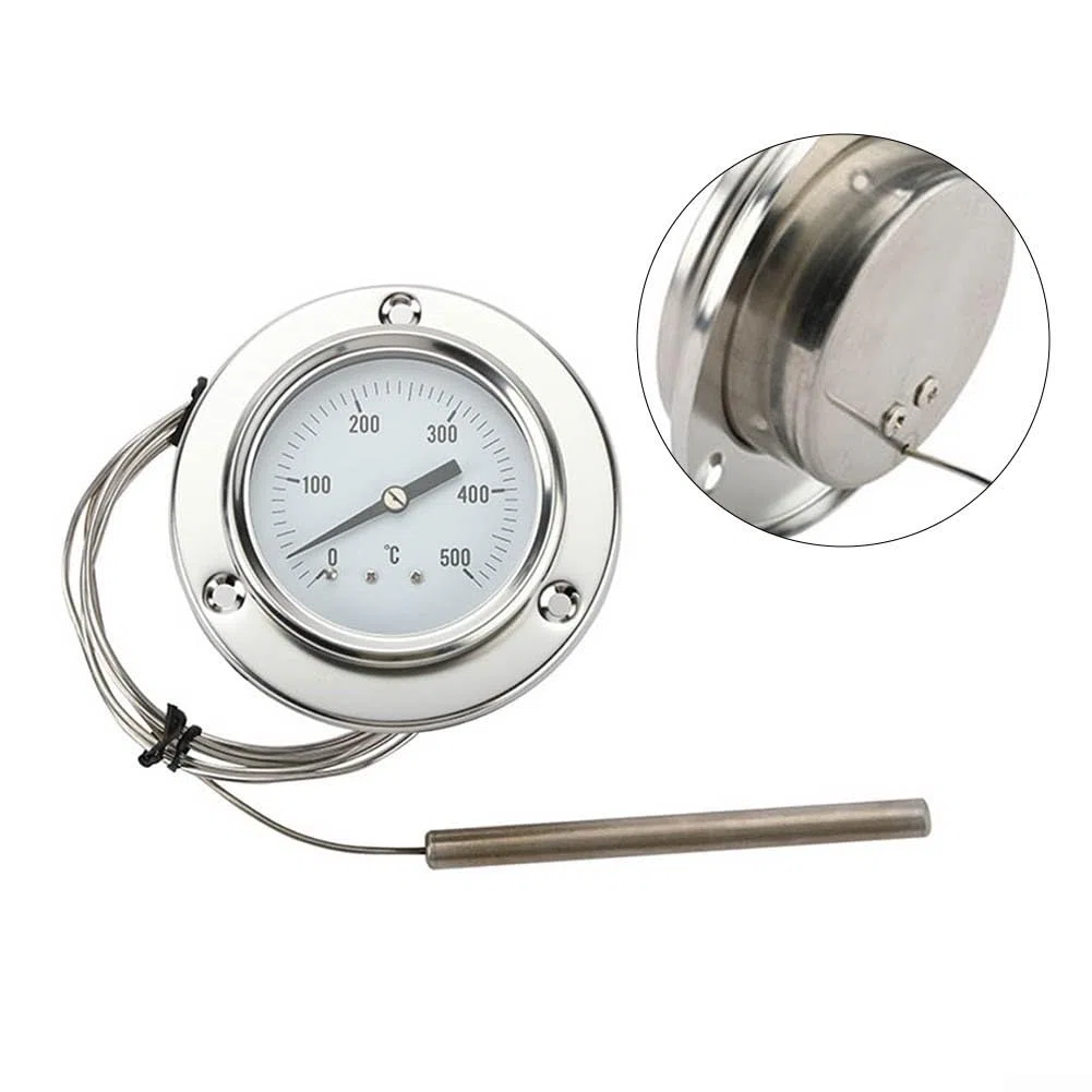 Termómetro industrial para horno con sonda capilar de presión de acero inoxidable y extensor de 1 5 metros para rango de temperatura de 0 a 600 grados Celsius
