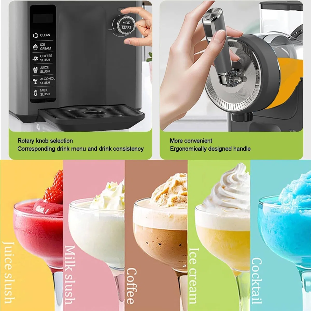 Granizadora Comercial 1.8L, 2025 Nueva Granizadora, Máquina Profesional para Hacer Bebidas Congeladas, Autolimpiable, Múltiples Modos Preestablecidos, para Batidos, Cócteles, Frappes y Más
