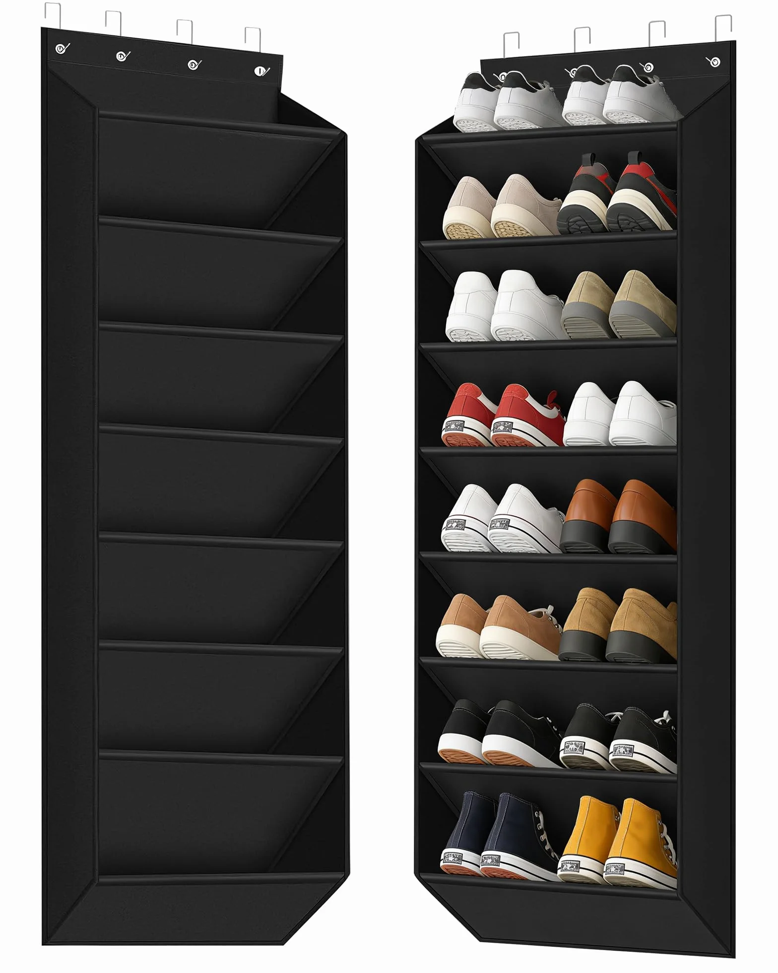 8 Bolsillos Zapatero Colgante Puerta – Organizador de Zapatos Puerta para 16-24 Pares de Zapatos – Zapatero Pared Plegable para Colgar Zapato, Negro