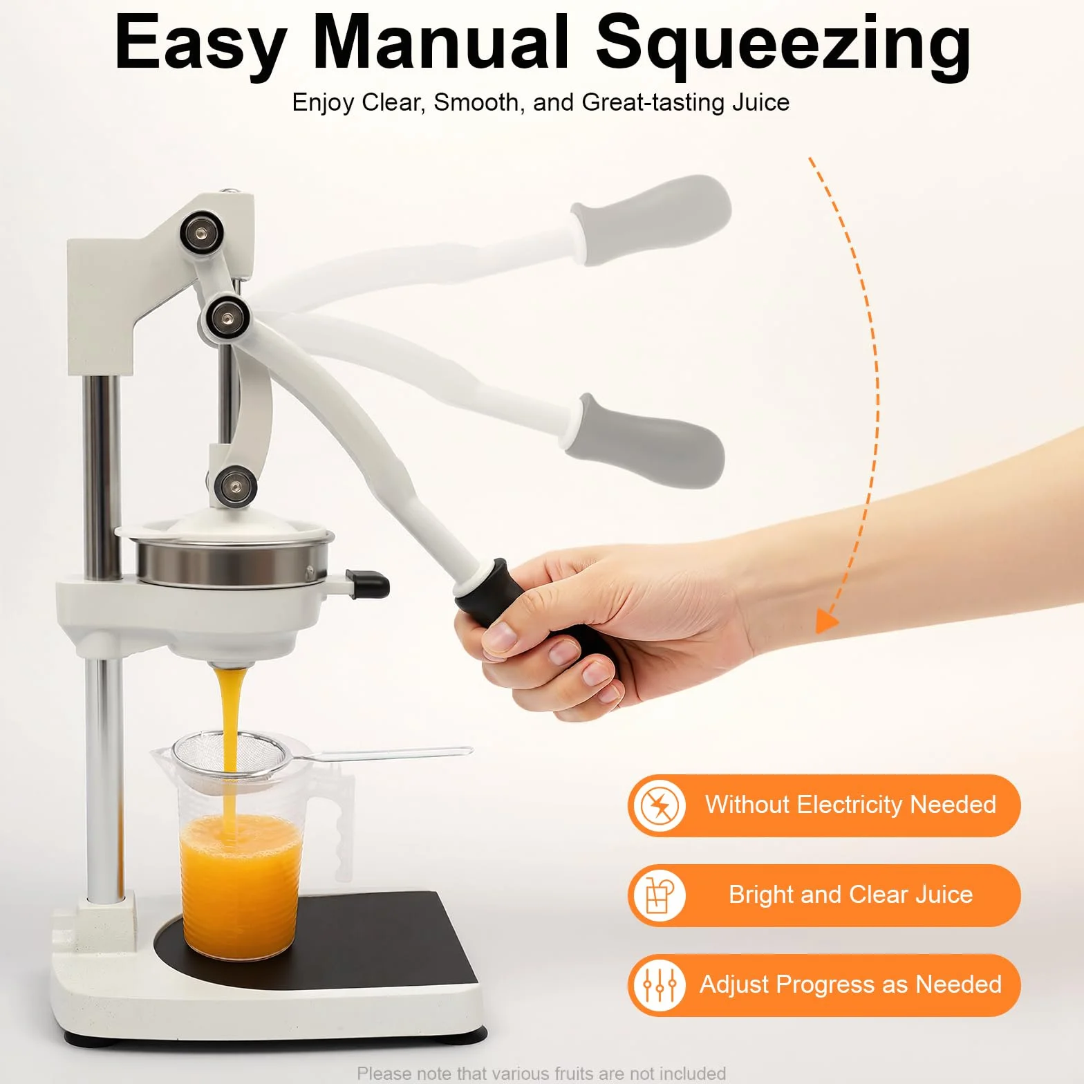 Exprimidor manual de plata de acero inoxidable 304, 2 cabezales de prensado, vaso medidor de 500 ml, diámetro de colador de 12 cm, apto para limón, pomelo, granada y uva, para el hogar, hotel y bar
