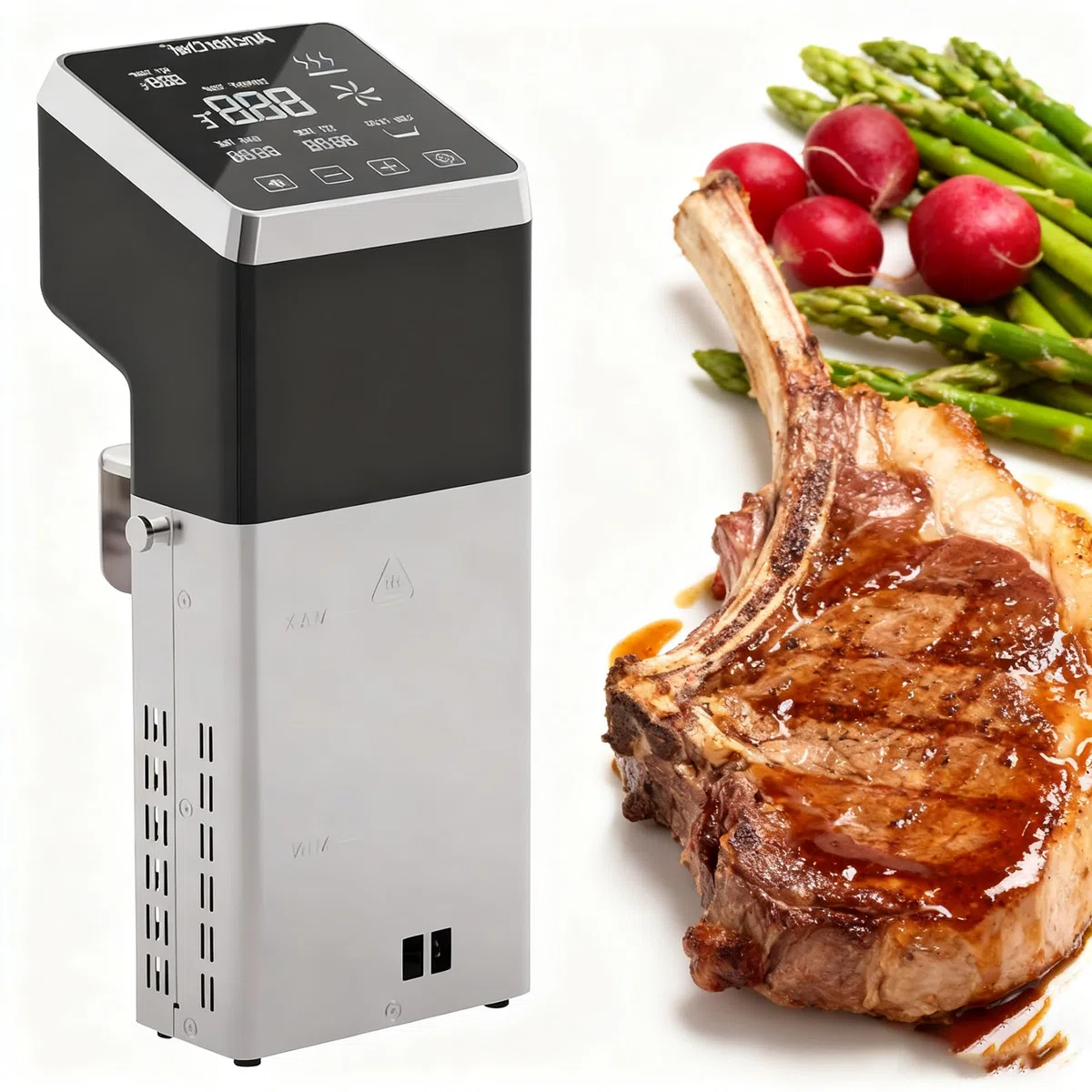 Sous Vide, 1600W Aparato de Cocina Precisión Cocina Baja Temperatura, LCD táctil, Temporizador, Cocinero Circulador, Máquina de Cocción al Vacío de Acero Inoxidable