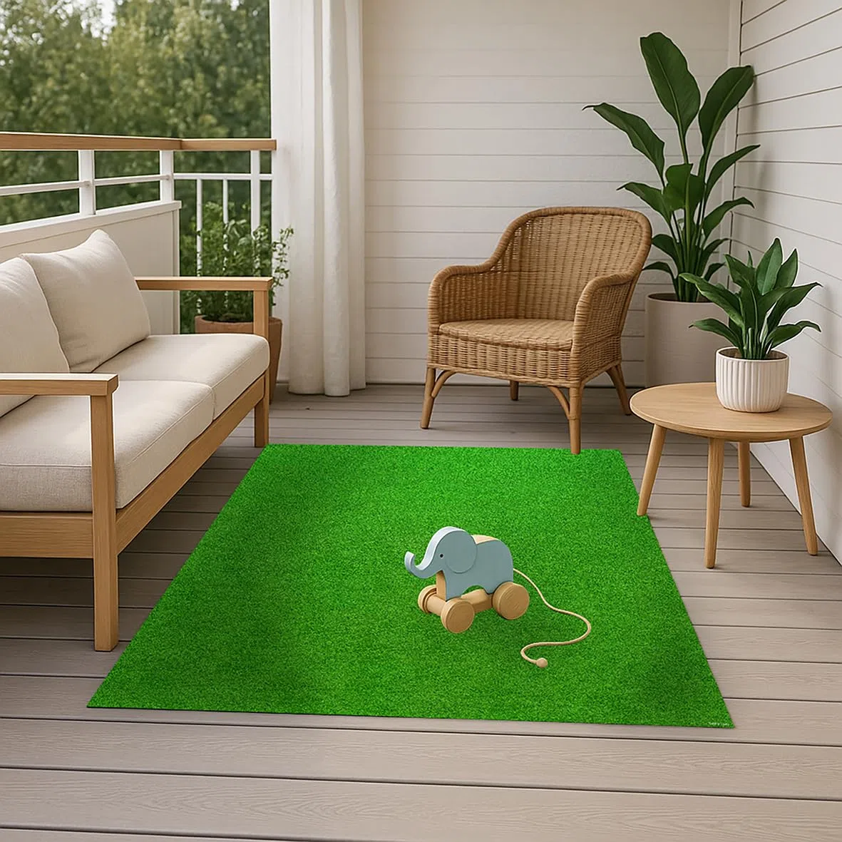 DobleUve Estudio Alfombra Vinílica Estampado Césped | Verde | 47x80 cm | Alfombra Cocina Lavable Antideslizante | Alfombra Vinilica | Suelo Vinílico | Alfombra Vinilo Salón
