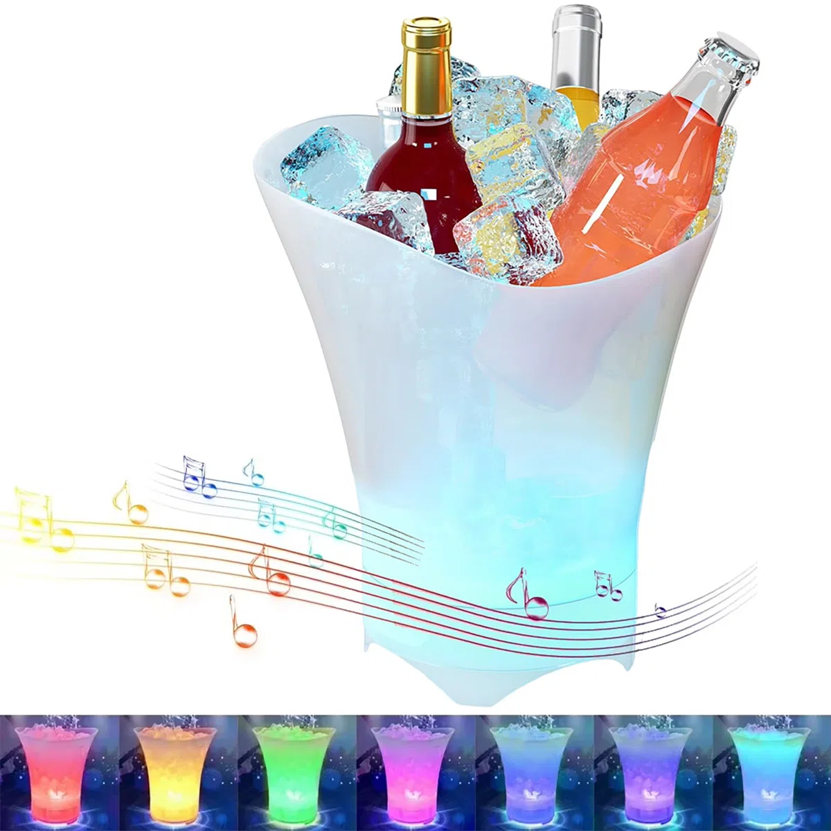 Cubo de hielo LED con altavoz Bluetooth de 5 L, gran capacidad, para vino, para fiestas, hogar, bar