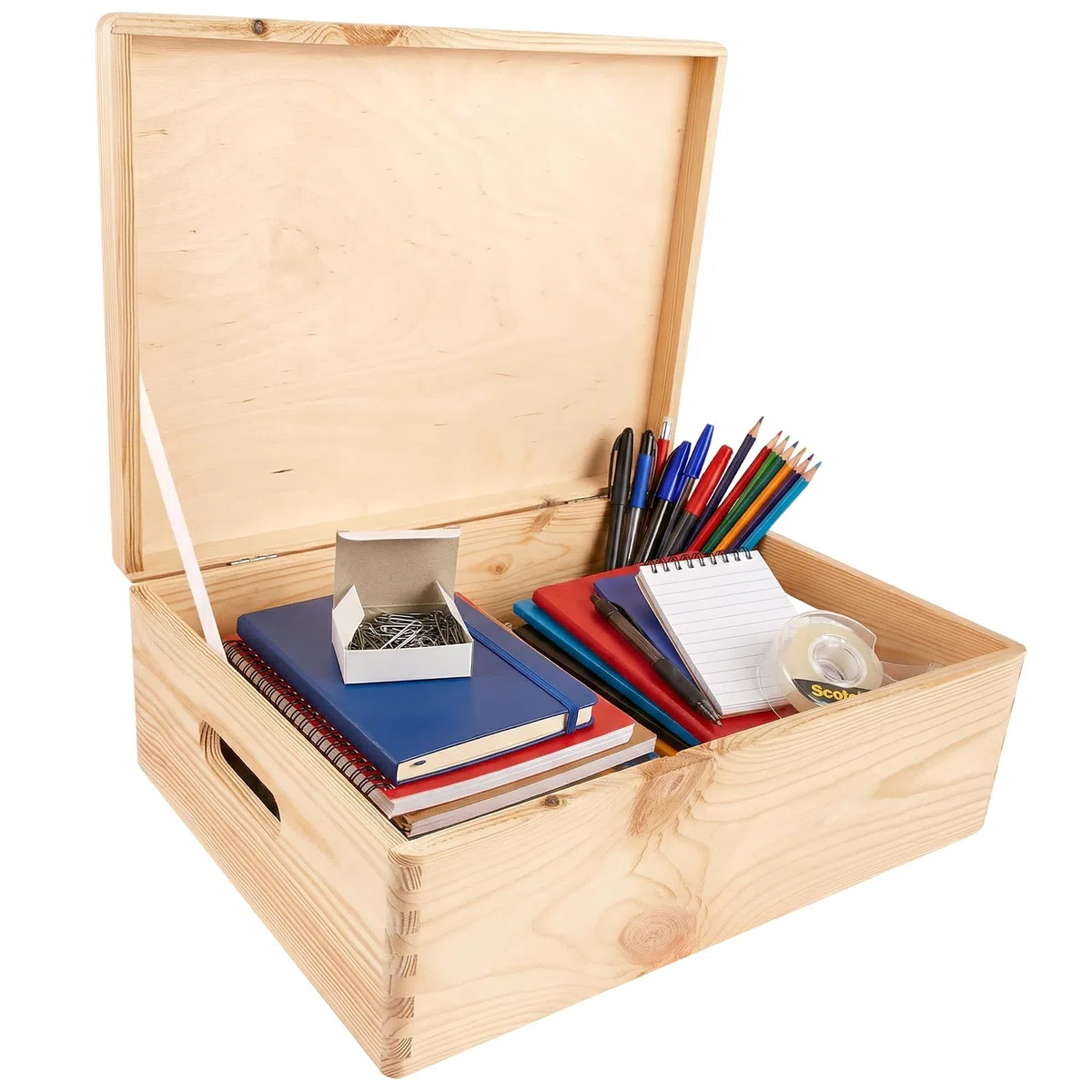 Creative DECO XL Grande Caja Madera Decorativa | con Tapa y Asas | 40 x 30 x 13 cm (+/-1cm) | Almacenaje Documentos Juguetes Herramientas | Cofre Decorar Regalo Decoupage | EN BRUTO SIN LIJAR