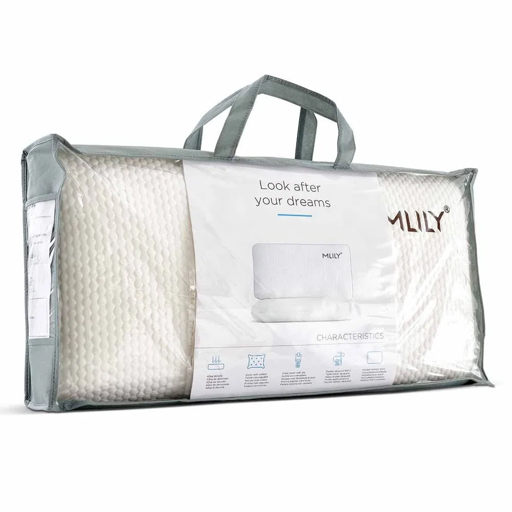 MAXCOLCHON - Almohada Viscoelástica de Firmeza Media para Alivio Cervical y Soporte de Cuello con Tejido Strech Tencel Transpirable 70x35cm Altura 15cm