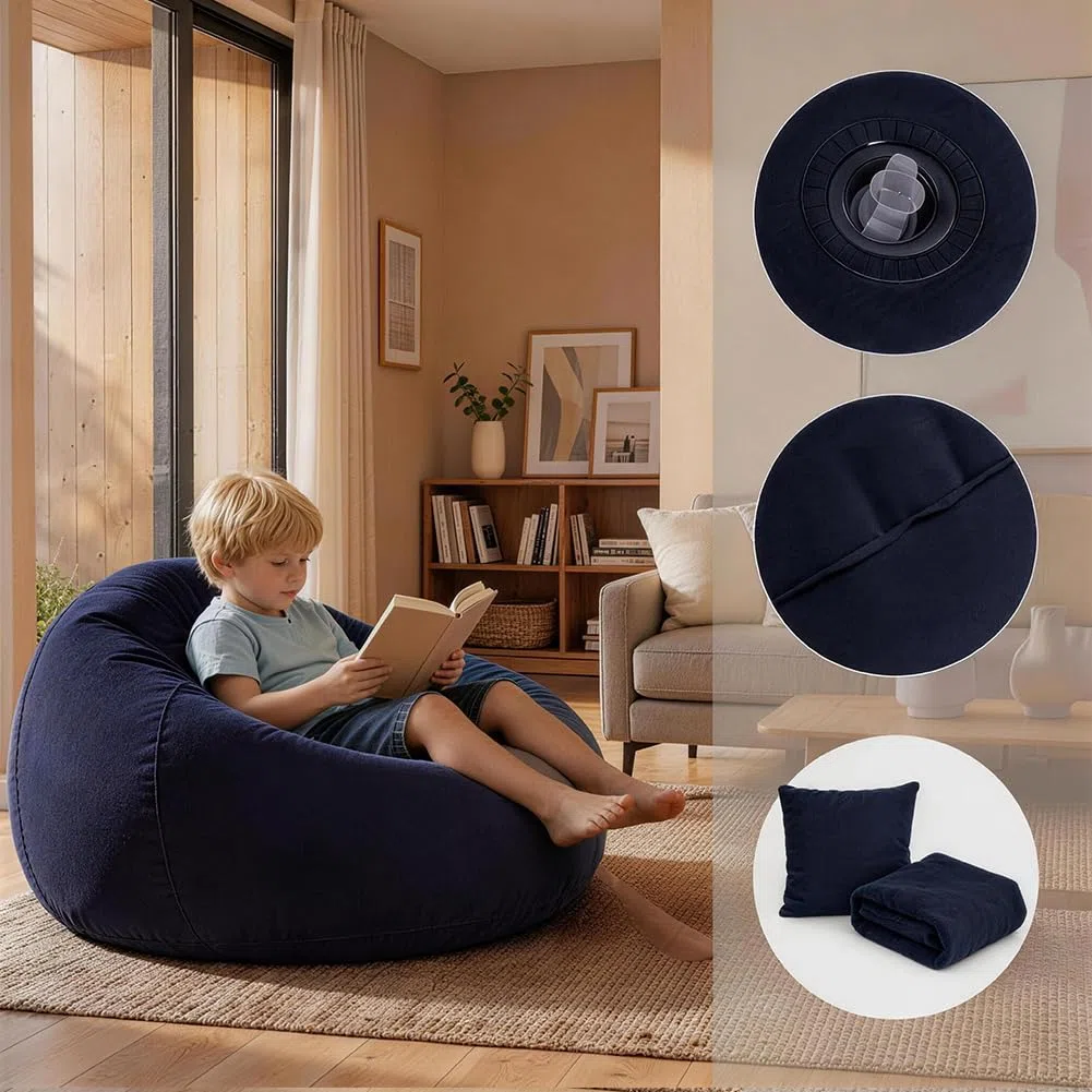 Puf inflable, silla inflable, sofá, puf hinchable, silla hinchable portátil, para salón, dormitorio, jardín, camping (azul)