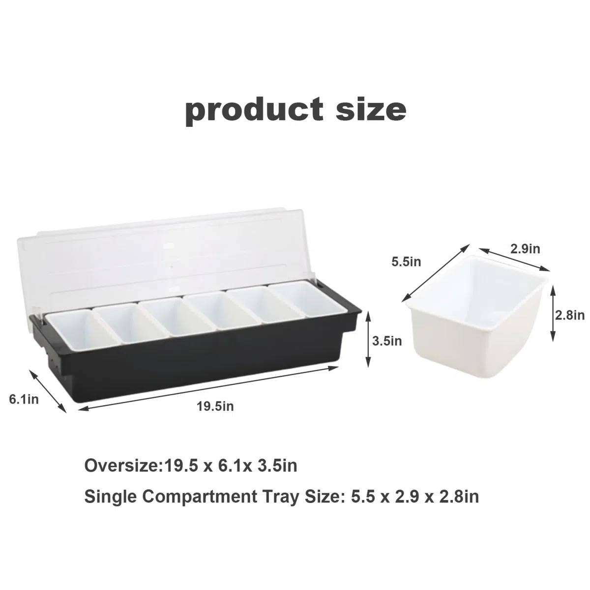 Soporte de condimentos con 6 compartimentos desembolsos Ingredientes de plástico dispensador de condimentos con pizzería reutilizable de tapa Estación de pizza enfriada por hielo para el hogar, resta