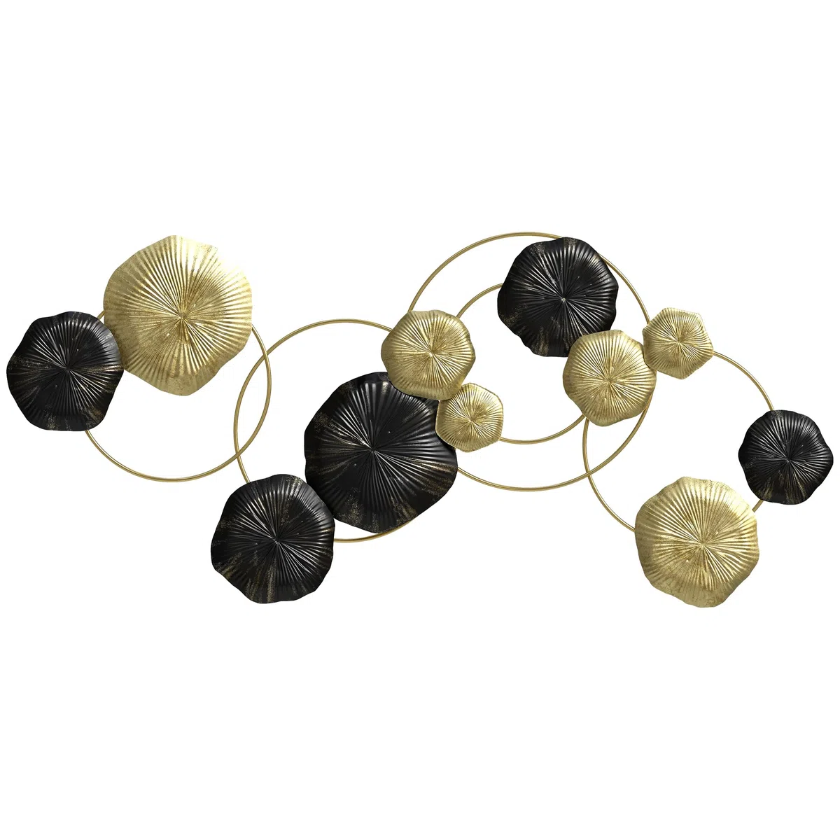 HOMCOM Decoración de Pared de Metal con Forma de Hoja de Loto, Adorno para Salón Moderno, Escultura de Pared para Decoración Hogar, Dormitorio, Oficina, 84x35 cm, Dorado y Negro