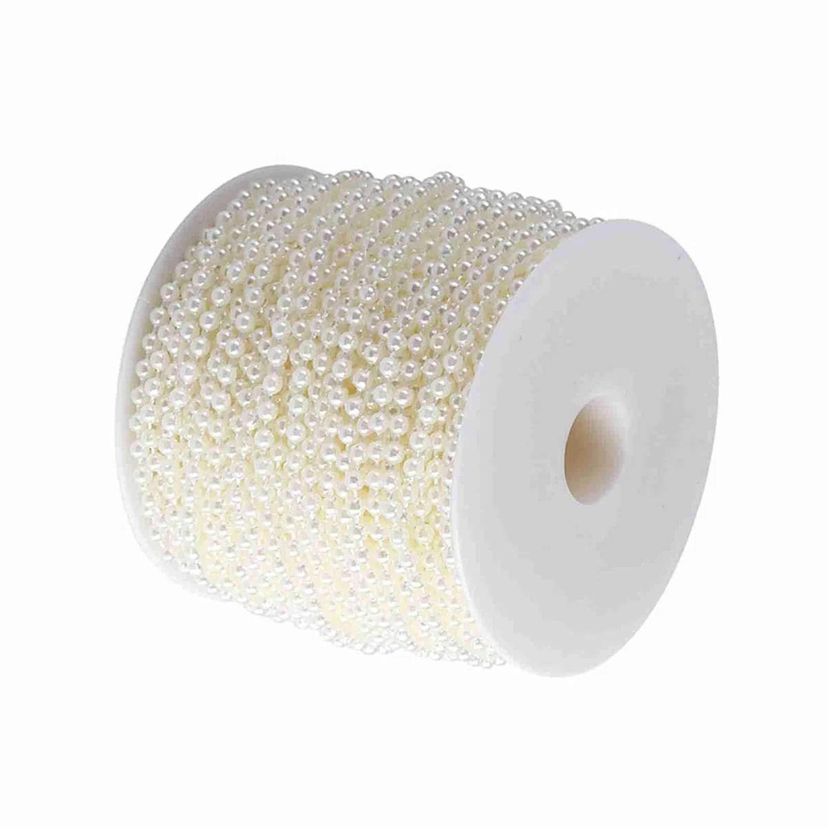 Cuentas de Perlas Artificiales 4 mm, Cuentas de Bricolaje para Manualidades y Adornos, Hechas a Mano, Suministros para Fiesta, Boda o Festival, Cadena de Línea 40 m/Roll (Beige)