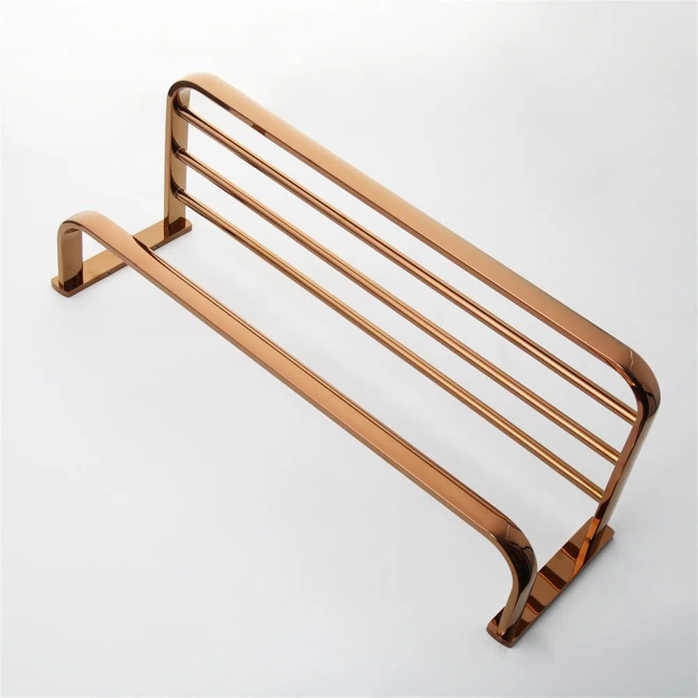 Accesorios de baño de Oro Rosa, Cepillo de baño de latón Macizo, Soporte de Papel, jabonera, Estante de Toalla, Kit Combinado de Montaje en Pared, Juego 02