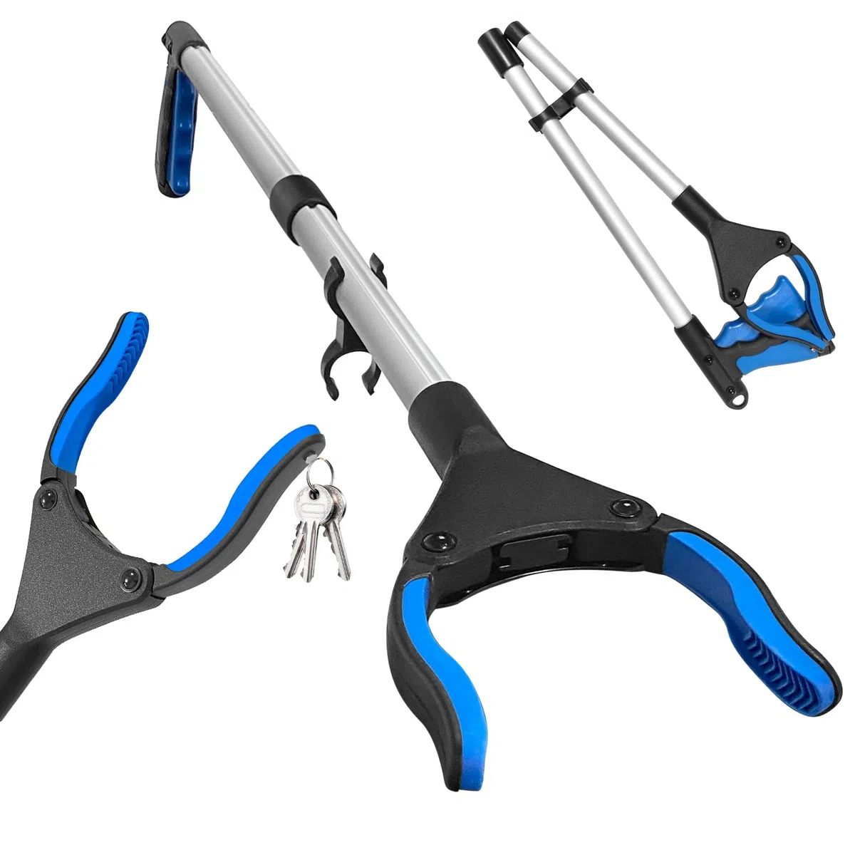 Bellanova Pinza Recoge Objetos 81 cm con Cabezal Giratorio 360° y Punta Magnética – Herramienta de Recogida de Basura Ligera para Casa y Mayores (Azul-81cm)