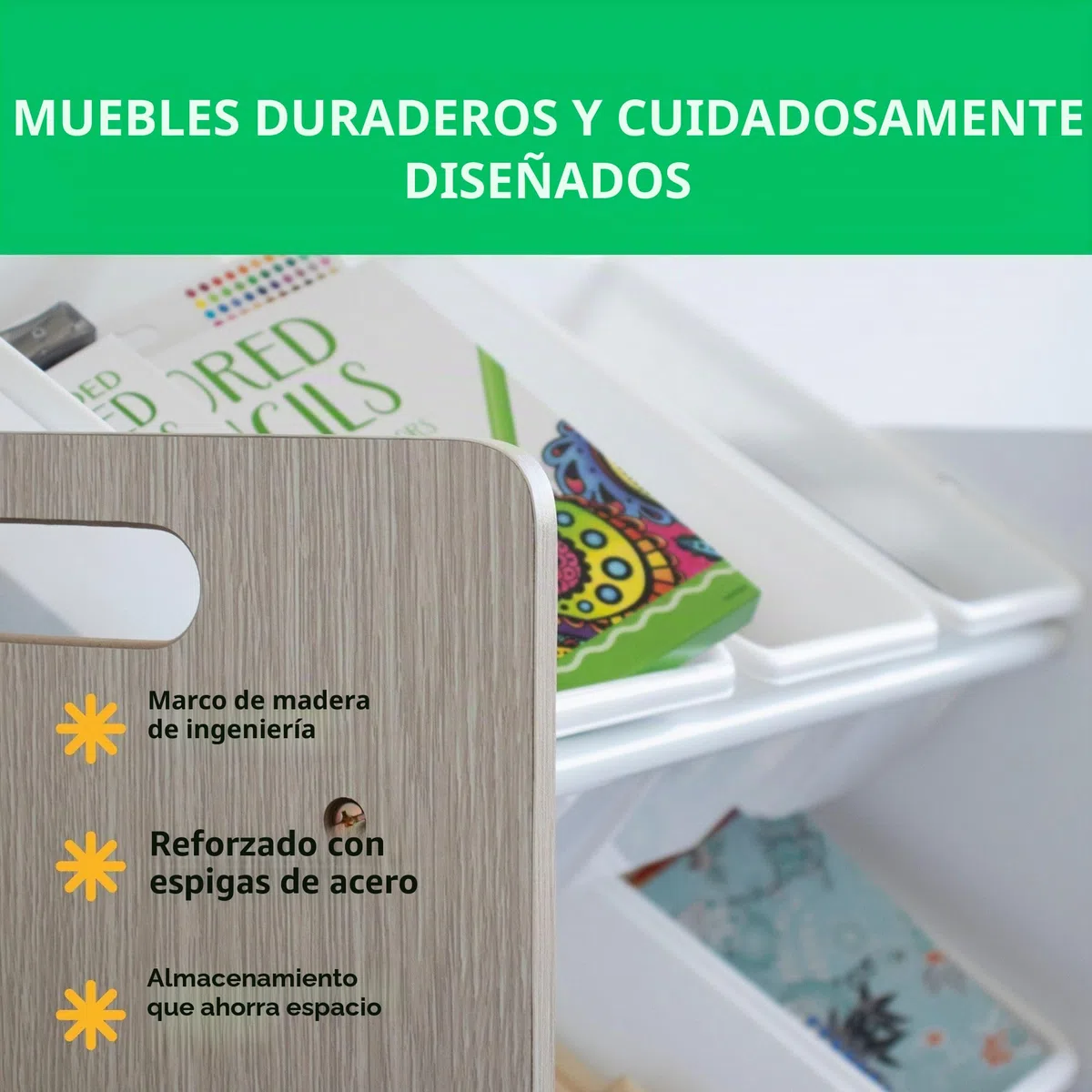 Humble Crew estantería Infantil Arena/Blanco: 9 Cajas Almacenamiento, Organiza Juguetes, diseño Luminoso, Segura, Montaje rápido, niños