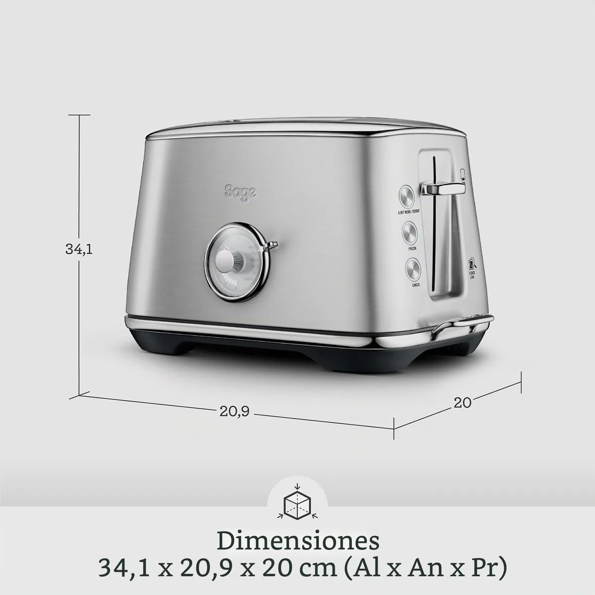 Sage Toast Select Luxe, Tostadora de 2 Rebanadas, Acero Inoxidable | 6 Tipos de Tostado Preestablecidos, Ranuras Anchas, Control Variable, Bandeja Recogemigas Frontal, Limpieza Fácil