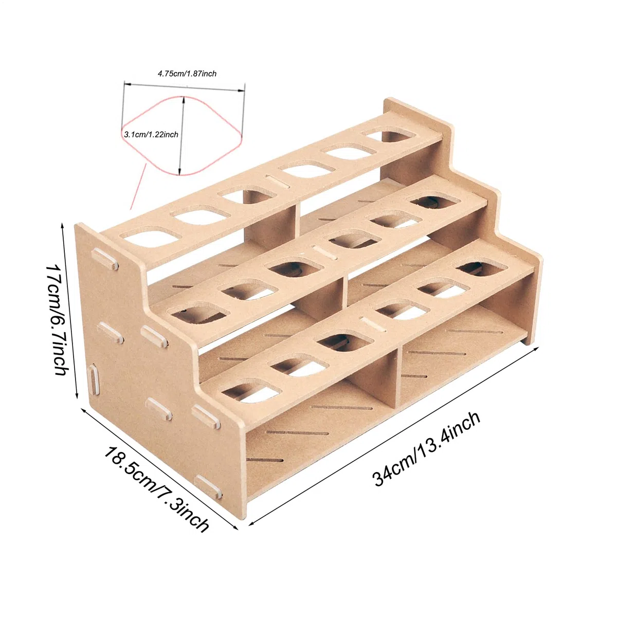 Organizador de tubos de pintura, 3 soportes de madera, almacenamiento de tubos de pinceles de arte con diseño compacto, capacidad para 18 botellas, organizador de suministros de pintura para