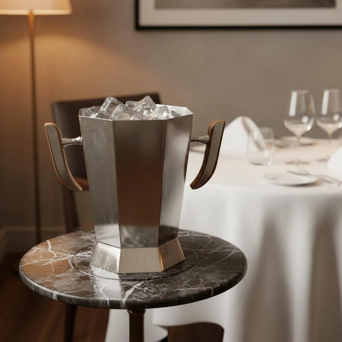 Cubo de Champán Cubitera Recipiente Balde de Hielo de Acero Inoxidable con Superficie Espejada Elegantes Mantiene una Botella Fría y Lista Adecuado para Celebraciones Mostradores y Vitrinas