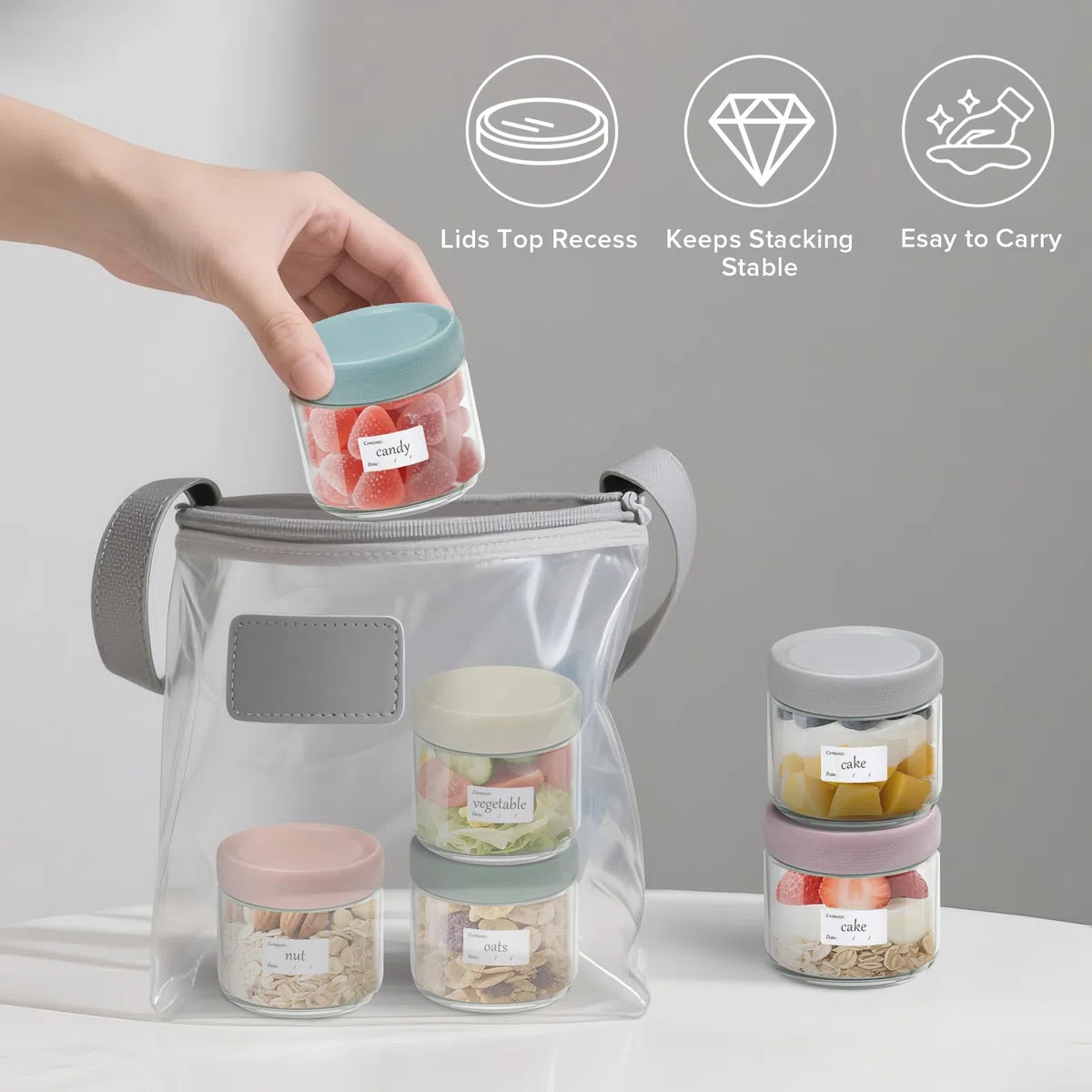 Mssushi 6 Piezas Tarros de Cristal,350ml Tarros de Avena con Tapa Hermética de Rosca,Vasos yogurtera,reutilizables para yogur,gachas,Avena Durante La Noche,Ensalada,cereales,6 cucharas