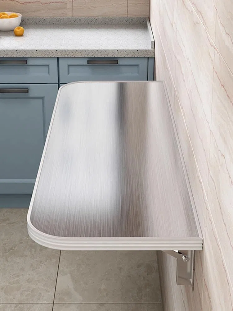 Mesa Plegable de Acero Inoxidable para Montaje en Pared, Ahorra Espacio, Ideal para lavandería y Cocina. Mesa portátil de 60x40 cm para Food Trucks, Bares y Espacios pequeños.