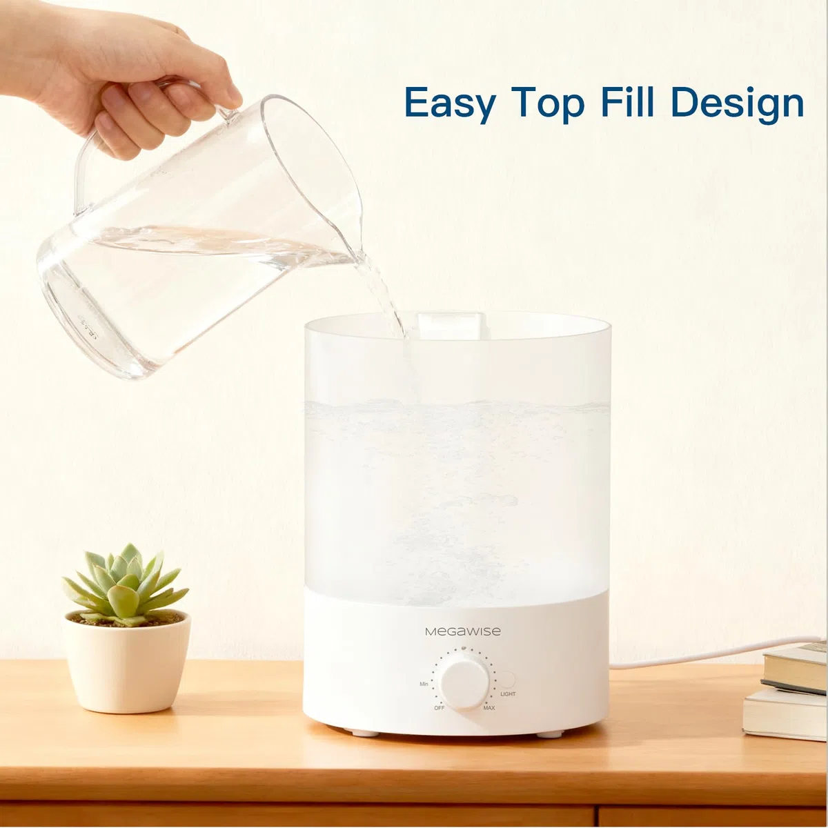 Megawise topfil 7 color Humidificador de lámparas nocturnas para dormitorios infantiles, capacidad 3.5l, diseño sin fugas, salida de niebla apagada automáticamente