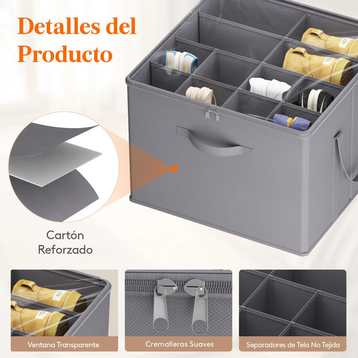 Lifewit Organizador Zapatos para Armario, Almacenaje de Zapatos para 12-16 Pares, Caja con Tapa Plegable con Cubierta, Shoe Organizer, Gris, Pack de 2 para 24-32 Pares