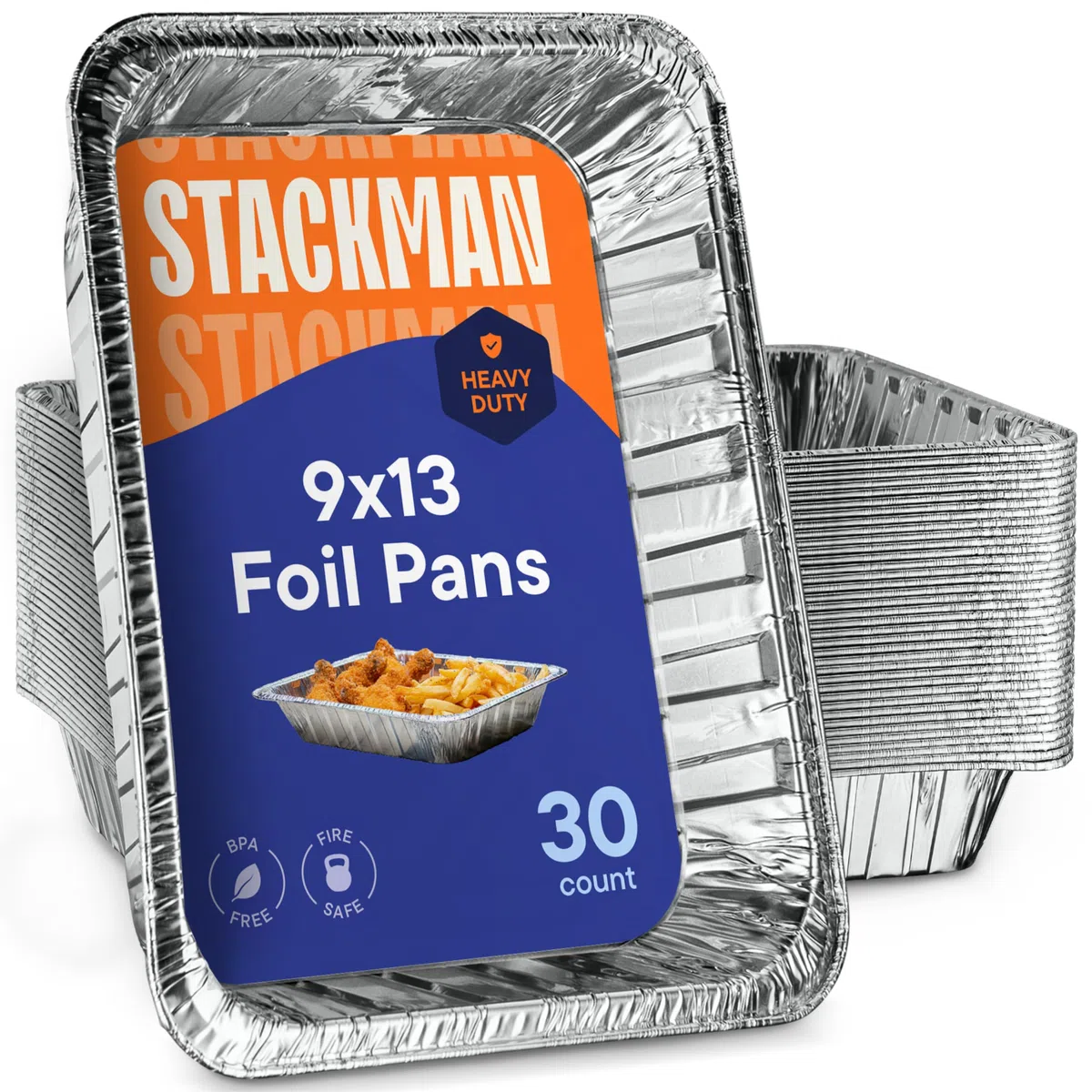 Sartenes de aluminio desechables de 9 x 13 pulgadas [paquete de 30] sartenes resistentes para hornear, sartenes de mesa de vapor profundo de medio tamaño, sartenes de papel de aluminio ideales para
