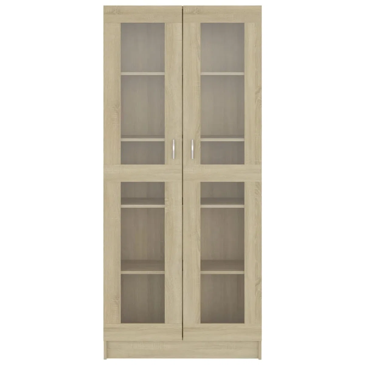 Homgoday Vitrina de Cristal, Vitrina de Salón Aparador,Aparador Cocina, Oficina Archivador, con 5 Estantes 2 Puertas de Vidrio 82,5x30,5x185,5 cm Roble Sonoma