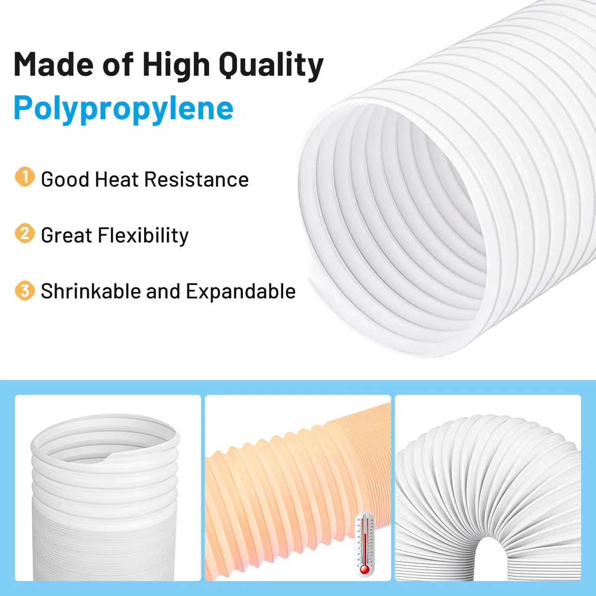 Manguera flexible de aire acondicionado Manguera de aire acondicionado con 1,5M de longitud, 150mm para aire acondicionado, campana extractora, secadora, deshumidificador