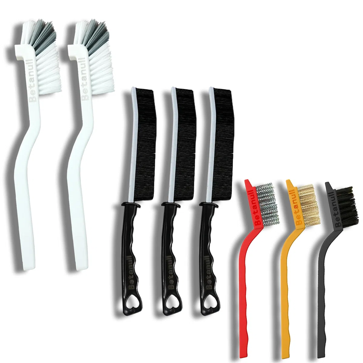 Betanull Juego de cepillos de limpieza para grietas, cepillos de cerdas duras multiusos para limpieza profunda de cocina, baño, lechada, fregadero, taza, tetera, botella, licuadora, esquinas, espacios