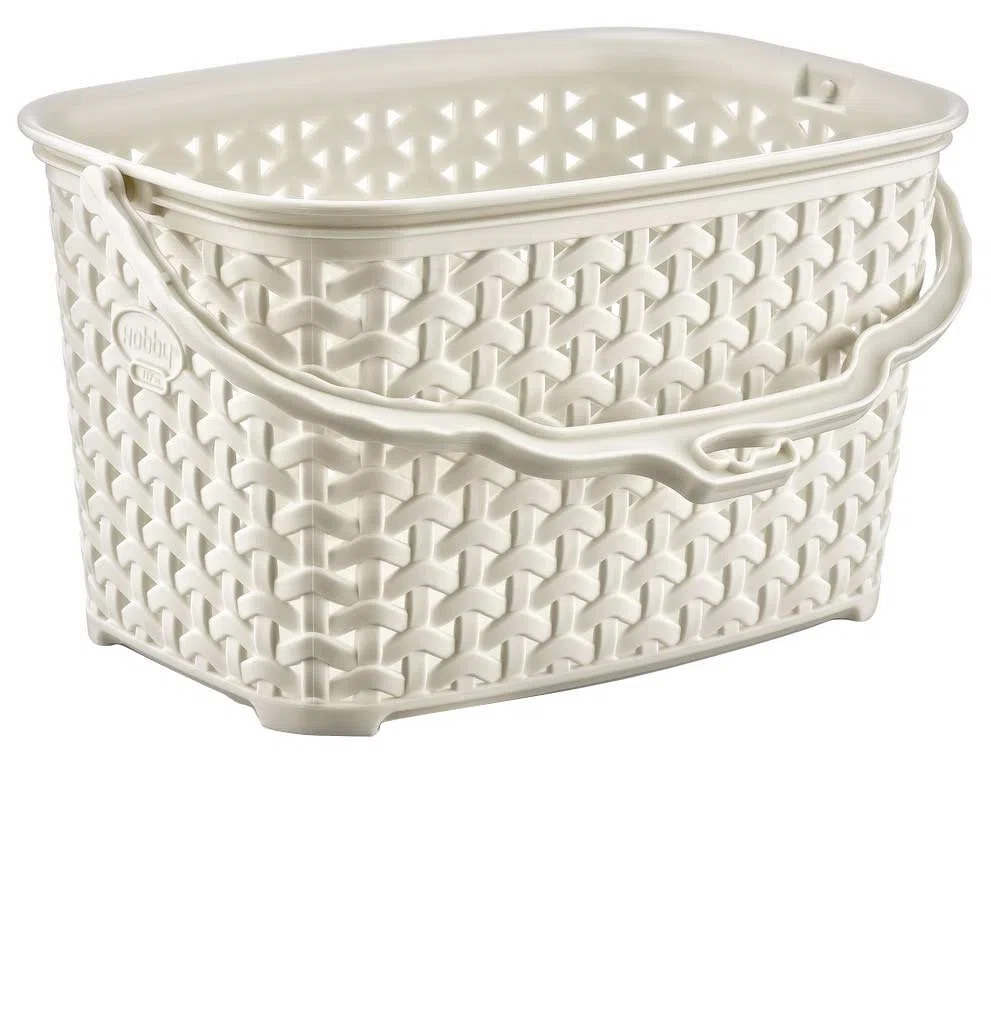 Maya Professional Tools 081090B Cesta para Pinzas Ratan con Asa, Beige