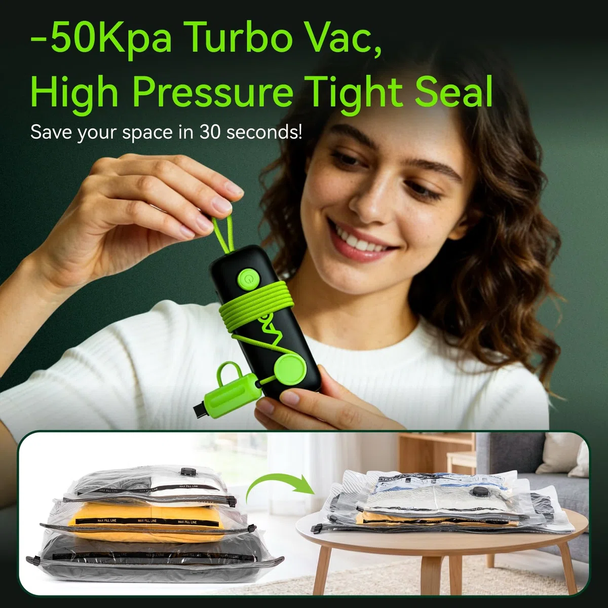 Bolsas de vacío para viajes, bomba eléctrica USB, paquete de 9 bolsas de sellado al vacío de tamaño de mano para ropa, bolsas de almacenamiento al vacío que ahorran espacio para equipaje