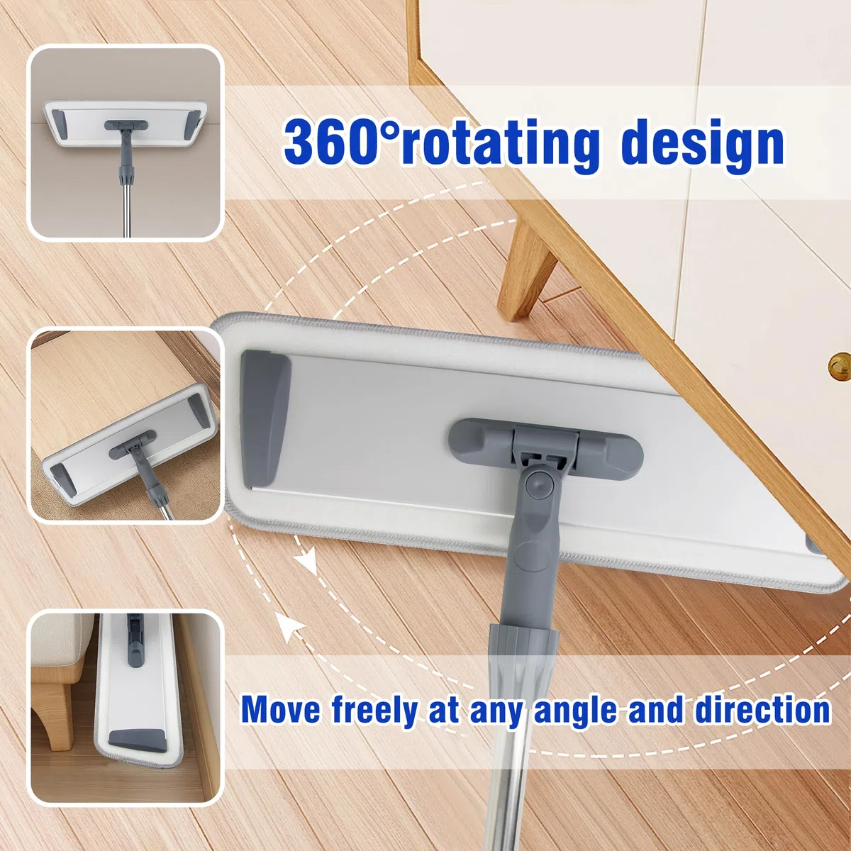 Silkyhose Trapeador de microfibra para limpieza de pisos, mopa plana para madera dura, vinilo, limpieza de azulejos, mopa húmeda y polvo con mango de acero inoxidable, trapeador de baño y cocina, 4