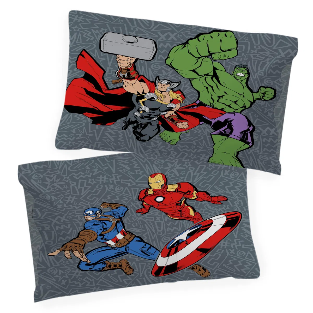 Jay Franco Kids Marvel Avengers Juego de Funda nórdica - Ropa de Cama Supersuave con Funda de Almohada, Solo Funda, edredón no Incluido, Gris, 2 Piezas, Individual