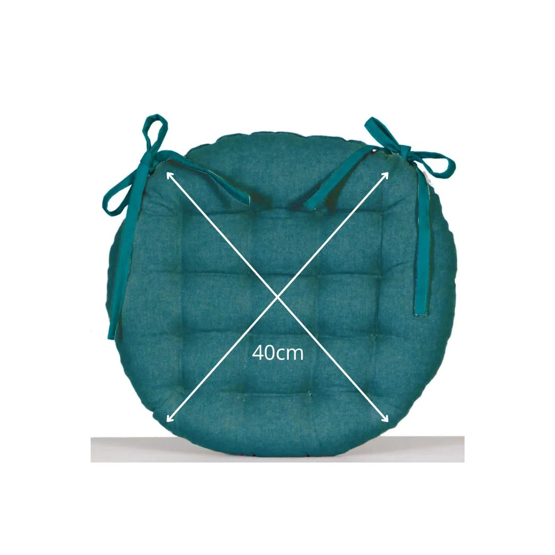 Actout Ciel - Cojín para Silla Redonda, Bicolor D. 40 cm, Azul Pato/Mostaza