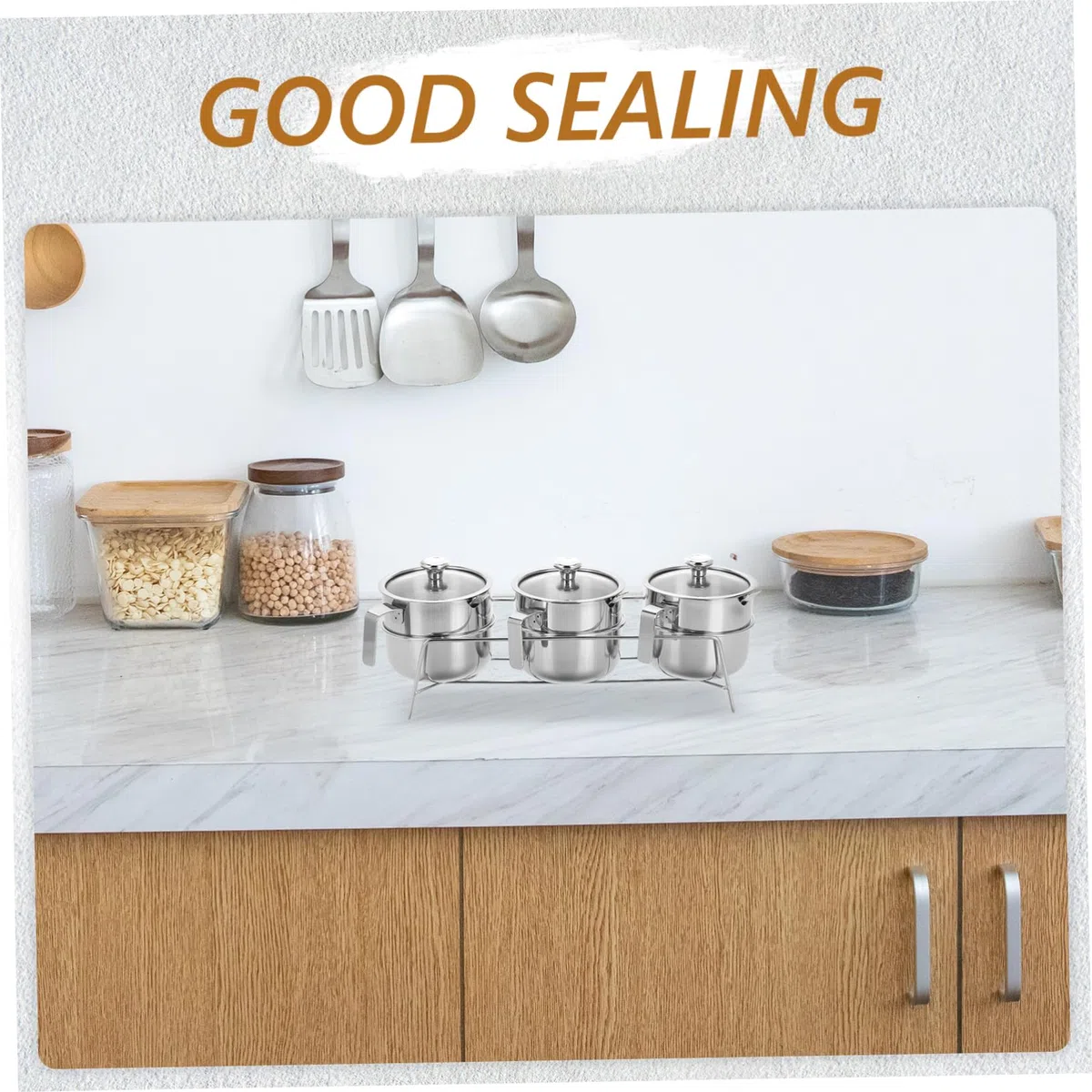 Luxshiny 1 Juego Frascos de Especias Inoxidable con Tapa de Vidrio Transparente Organizadores de Condimentos para Cocina para Sal y Especias