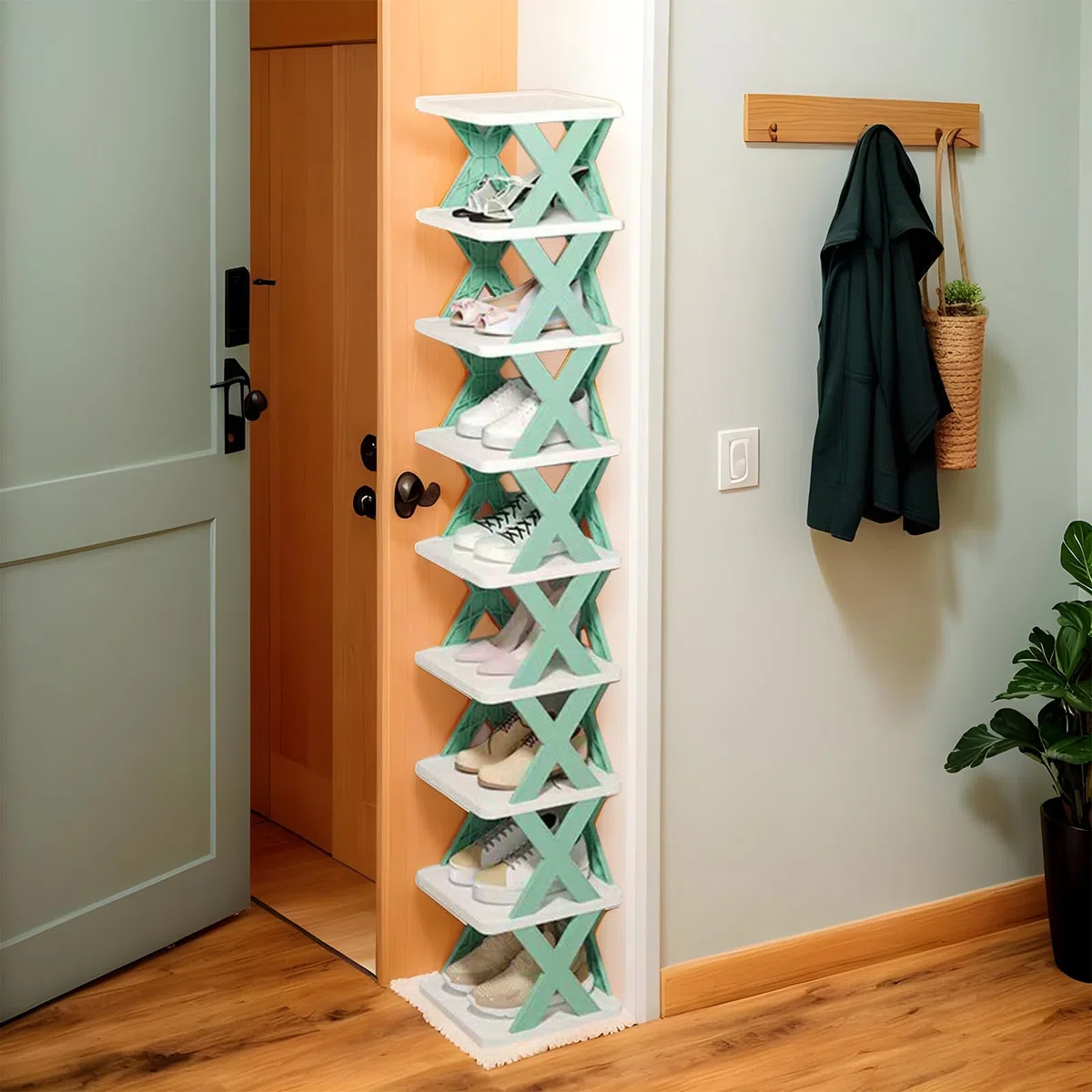 Genérico Perchero de Zapatos Plegable,Organizador Alto de Zapatos Plegable para Zapatillas | Estante Organizador Multifuncional Vertical de Calzado para Armario Baño y Esquina
