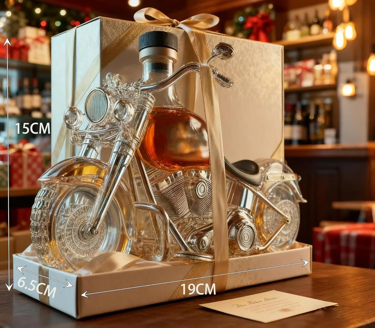Decantador de Whisky 3D en Forma de Motocicleta, Vidrio Soplado a Mano, 350 ml, Botella para Almacenamiento de Licores, Regalo Único para Amantes de Motos