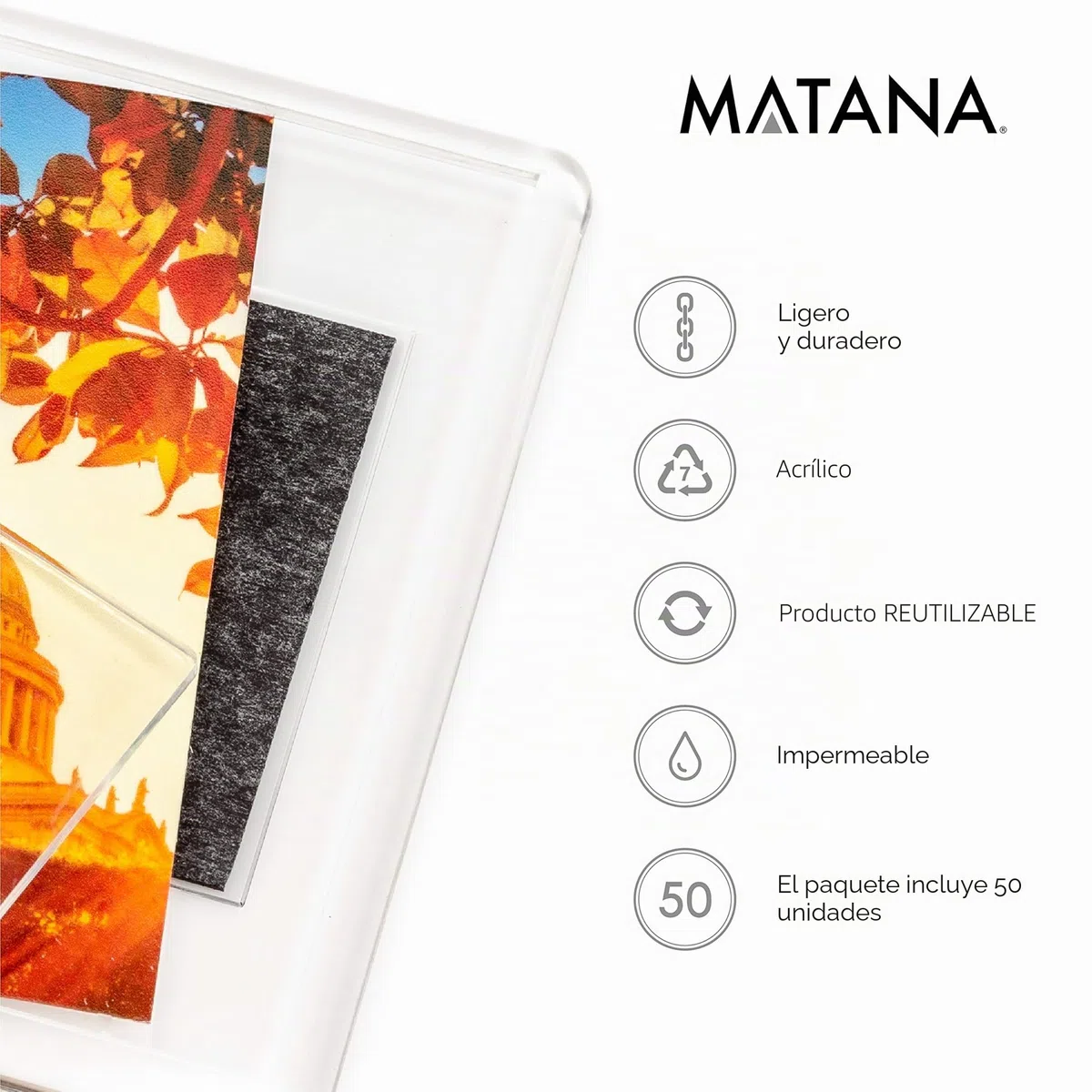 MATANA Juego de 50 Marcos de Fotos Magnéticos para Refrigerador - Marco en Blanco con Imanes | Decoración del Hogar, Regalo de Cumpleaños, Boda Regalar (7x4,5cm)