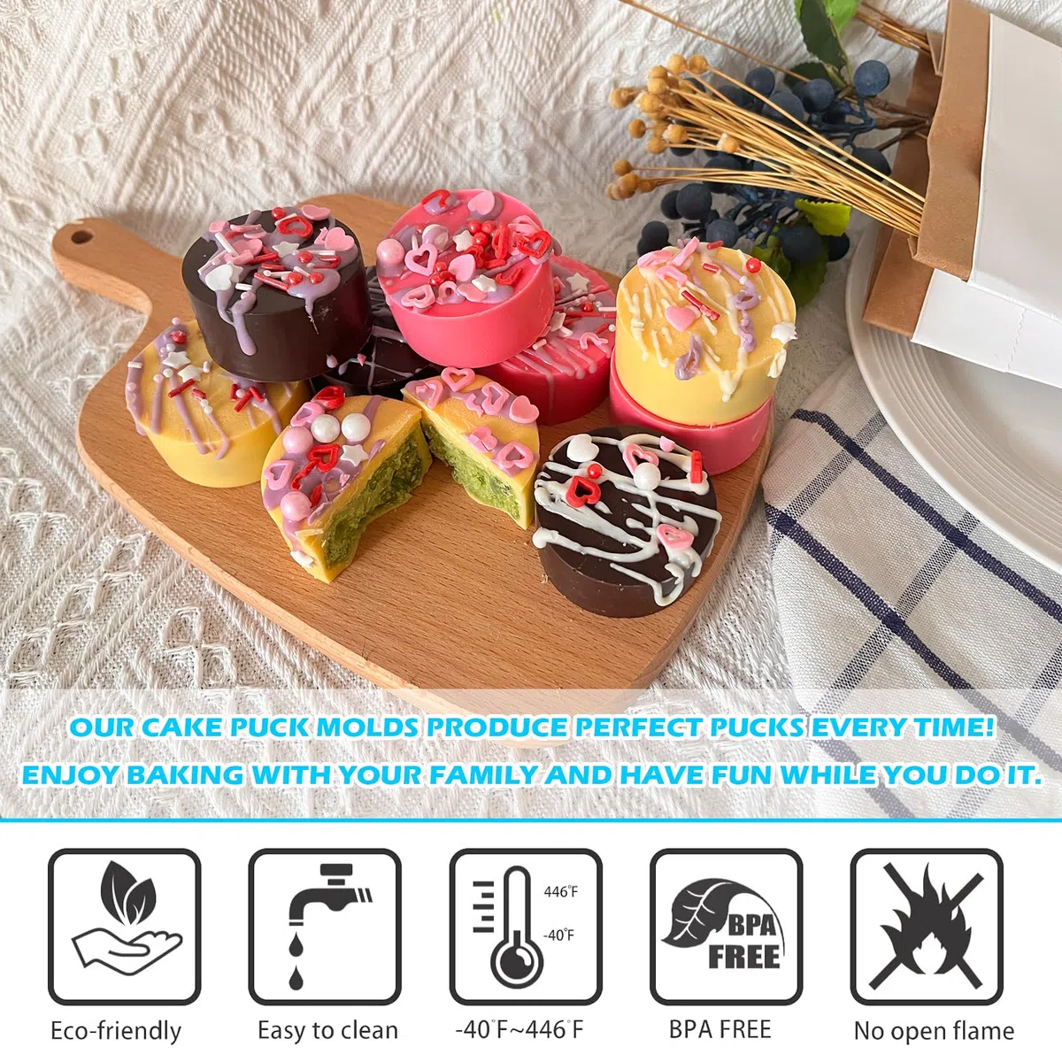 Juego de moldes de silicona cubiertos de chocolate de 2 tamaños diferentes, 24 cavidades y 12 cavidades redondas con 2 espátulas para núcleos de pasteles, postres de chocolate, pasteles