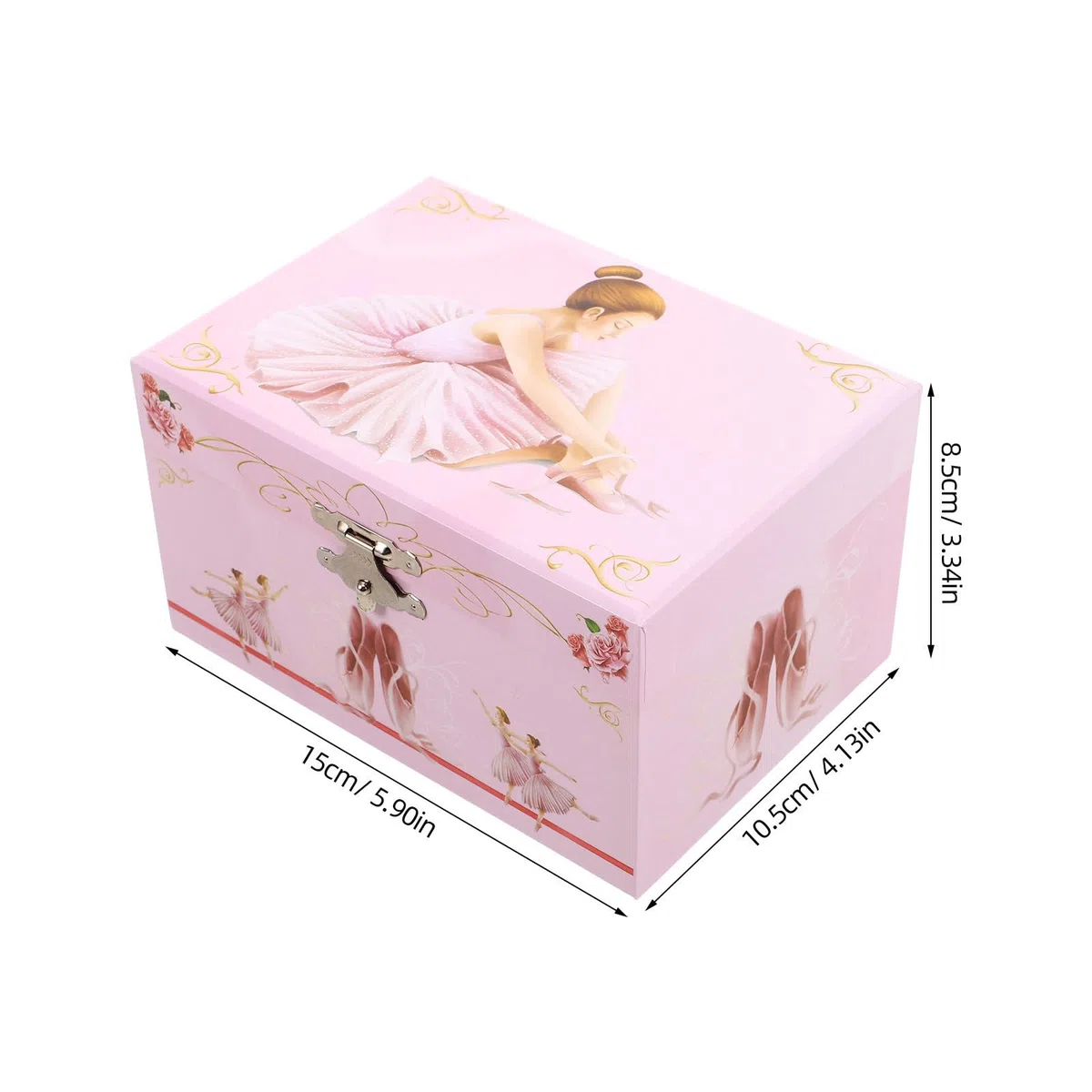 Operitacx Caja de Música en Habitación Infantil para Almacenamiento de Joyas con Bailarina Giratoria Rosa, Joyero Pequeño con Compartimentos y Diseño Elegante para Niñas