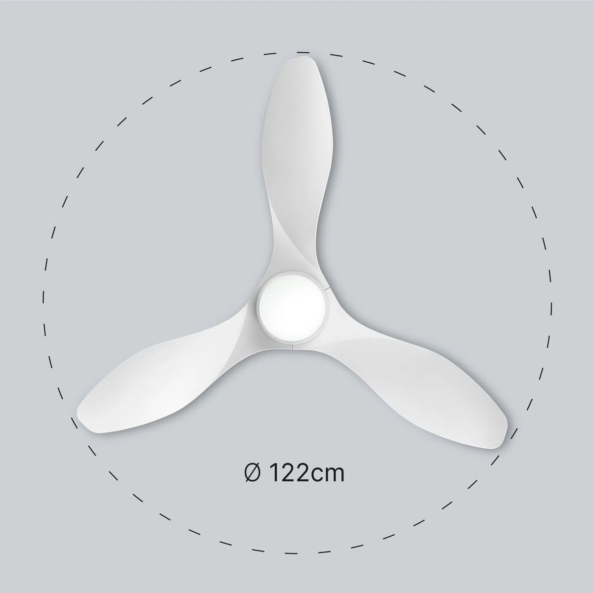 Ufesa Bután Ventilador de Techo con Luz, 30W, 6 Velocidades, Ultra Silencioso, 3 Aspas de 122cm, Función Verano - Invierno, Temporizador 8h, 3 Niveles Luz, Mando a Distancia, Blanco
