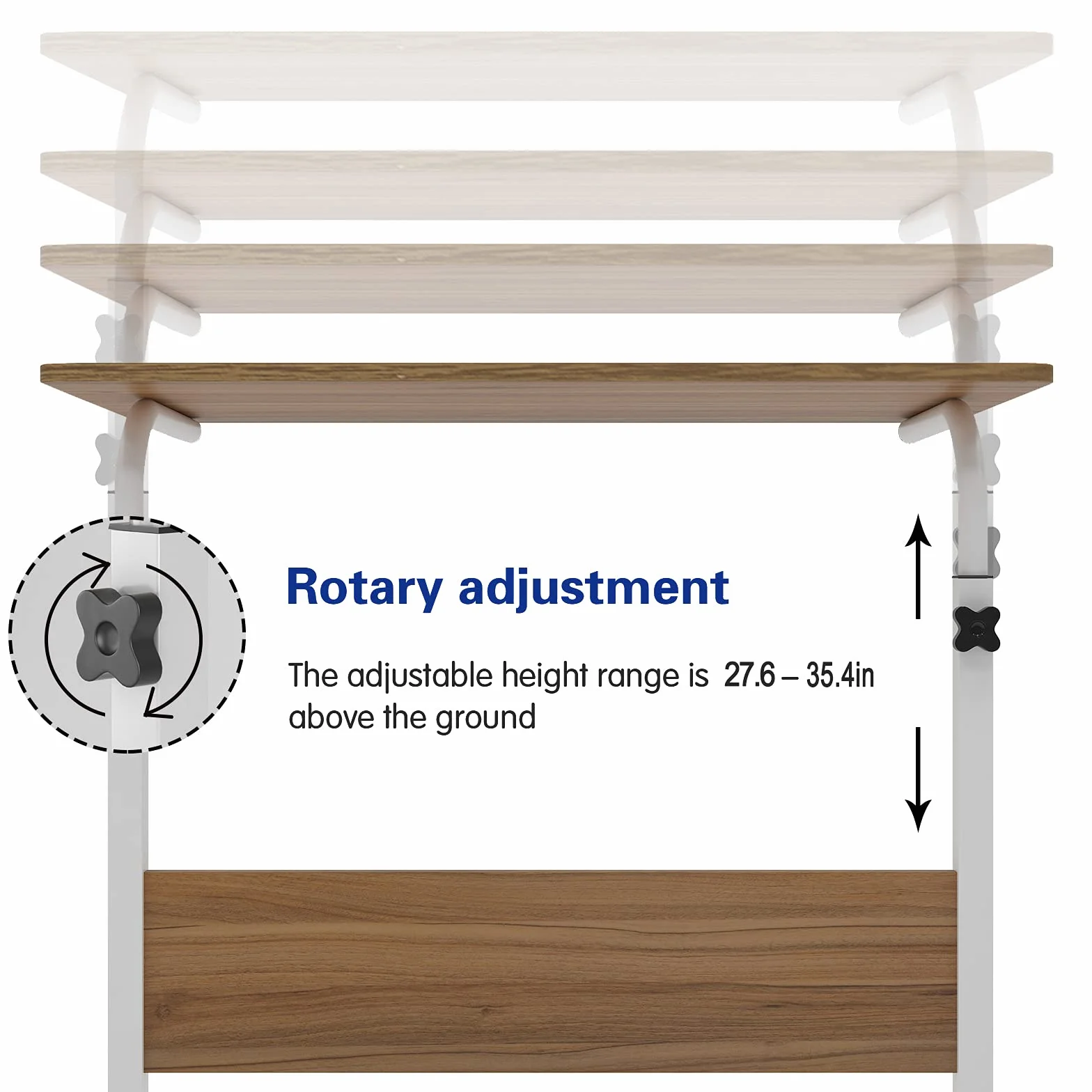 SDHYL Mesa Auxiliar Portátil Movible con Ruedas Escritorio Pequeño de Altura Ajustable Soporte para Portátil para Sofa Cama Mesa para PC para Estudio, Puesto de Trabajo + Ranura para Tableta Roble