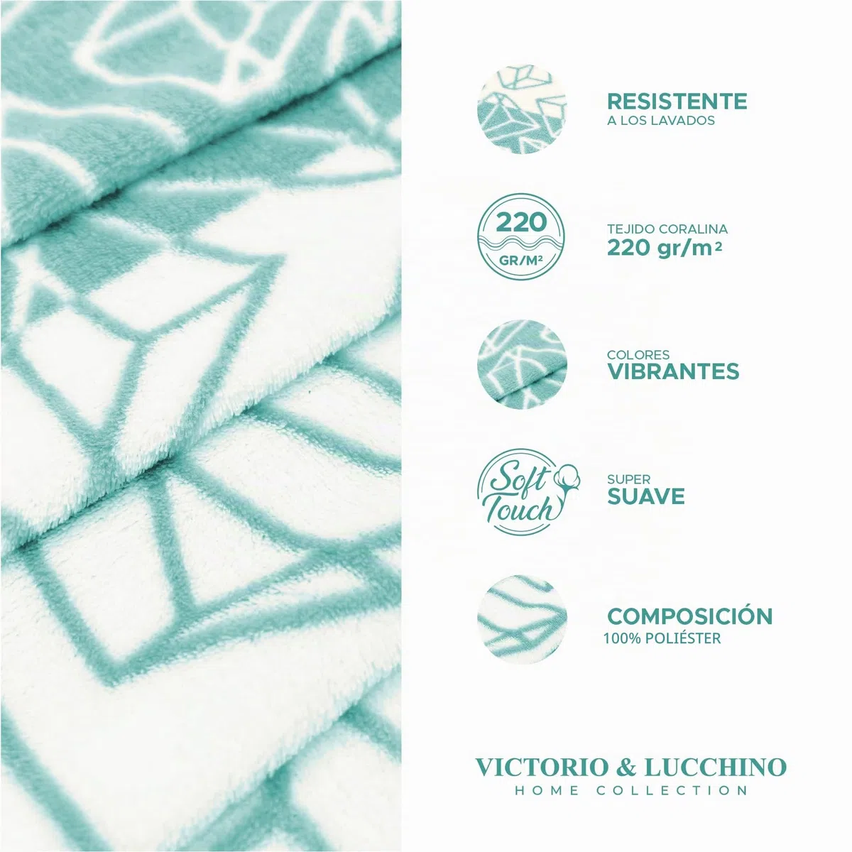 Victorio & Lucchino Juego de sábanas Coralina, térmica para Invierno, Tacto Suave - Modelo Alina (Aqua, Cama 150cm)
