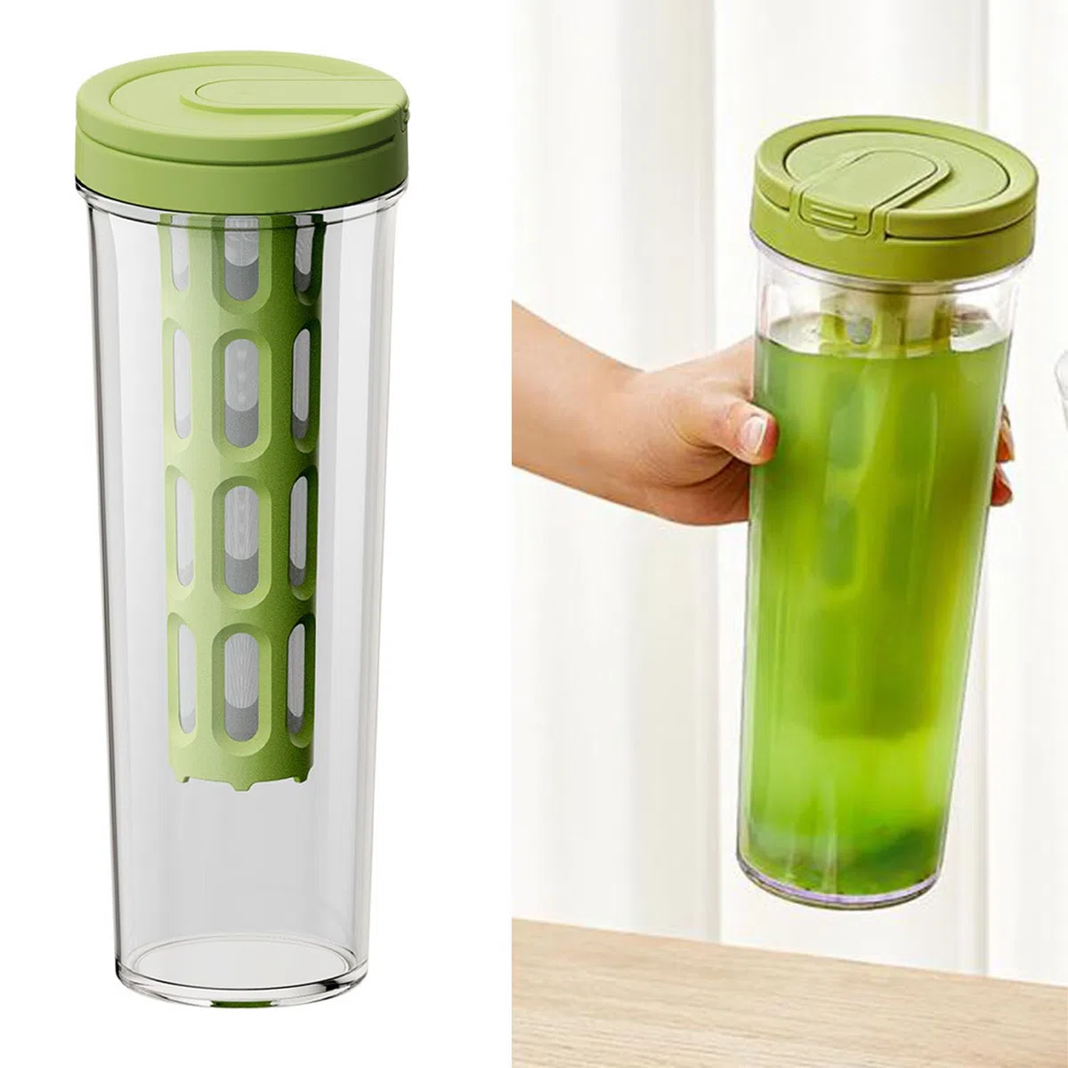 Alomejor Cafetera Fría de 1L, Botella de té Multifuncional, Botella de Agua Sellada con Filtro