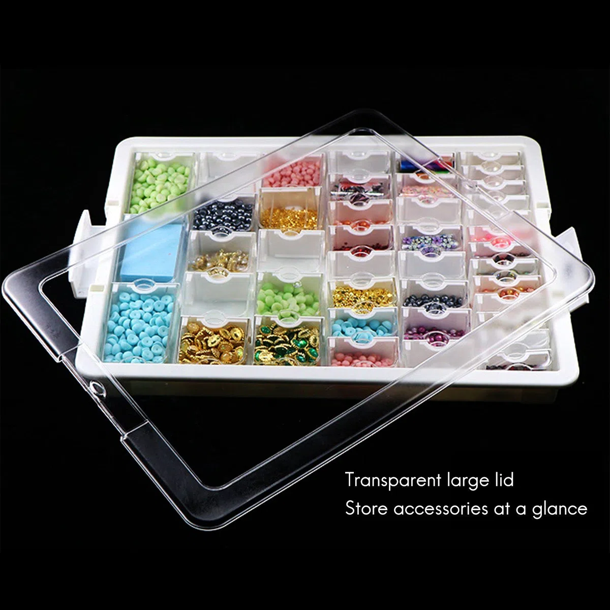 Contenedor de Almacenamiento de Diamante de 42 CuadríCulas, Caja Organizadora de PláStico, Herramienta de Pintura de Diamante Transparente