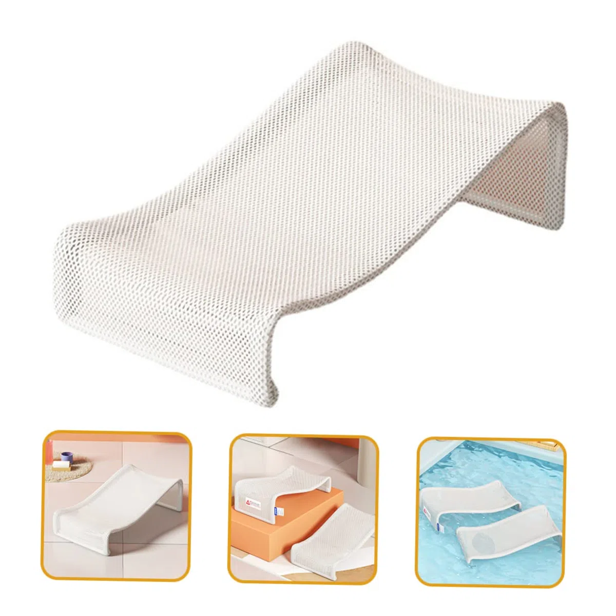UPKOCH Almohadilla y Asiento de Bañera para Ñiño, Soporte Ergonómico Antideslizante, Material y Transpirable, Color Azul Claro, Adecuado para Baño Seguro y Cómodo, Recién Nacidos